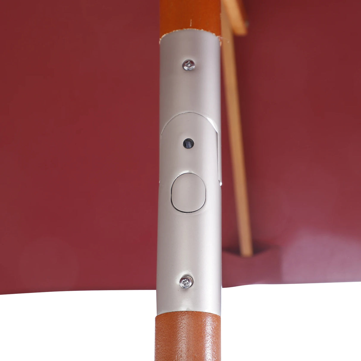 Outsunny 2m x 1.5m Garden Parasol Umbrella with Tilting Sunshade Canopy, Outdoor Market Table Umbrella with Wood and Bamboo Frame, Wine Red