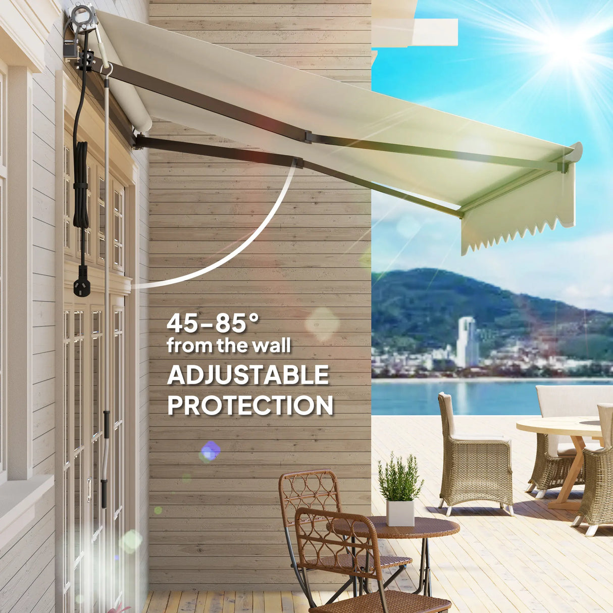 Outsunny 2.5 x 3m Electric/Manual Awning, with Remote - Beige