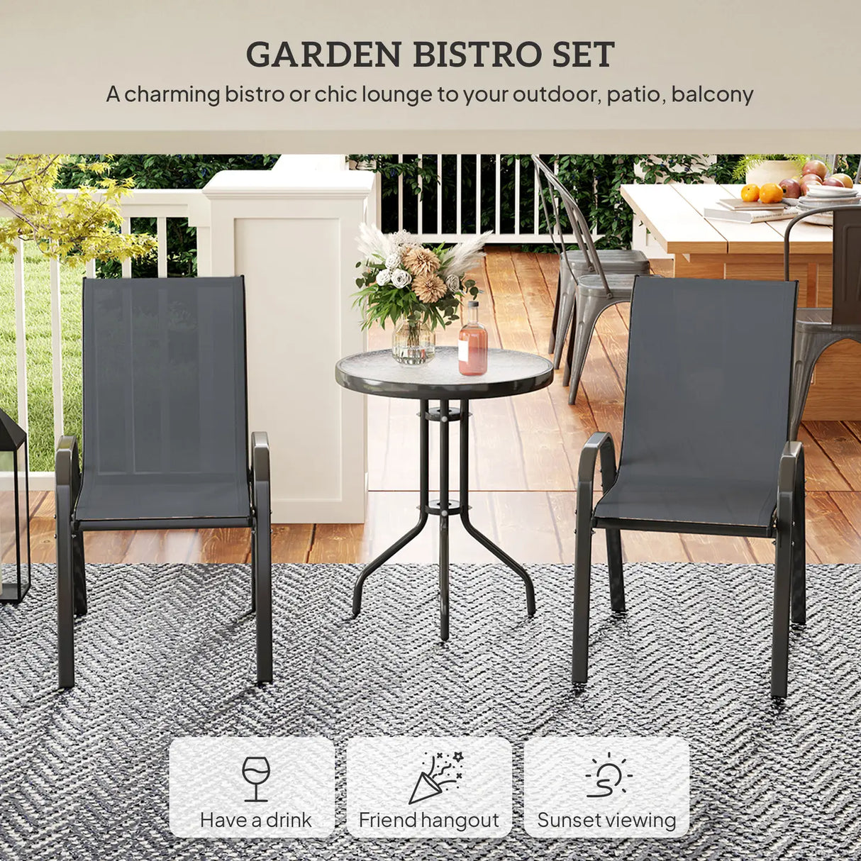 Outsunny Three-Piece Outdoor Garden Set - Grey