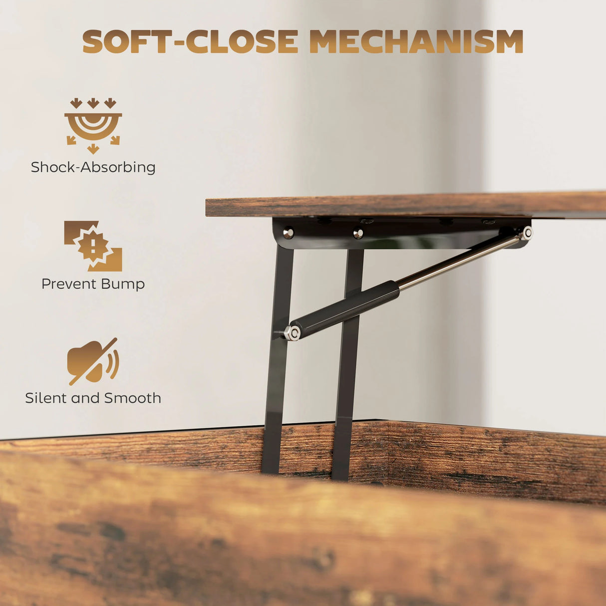 HOMCOM Lift-Top Coffee Table, with Storage - Rustic Brown