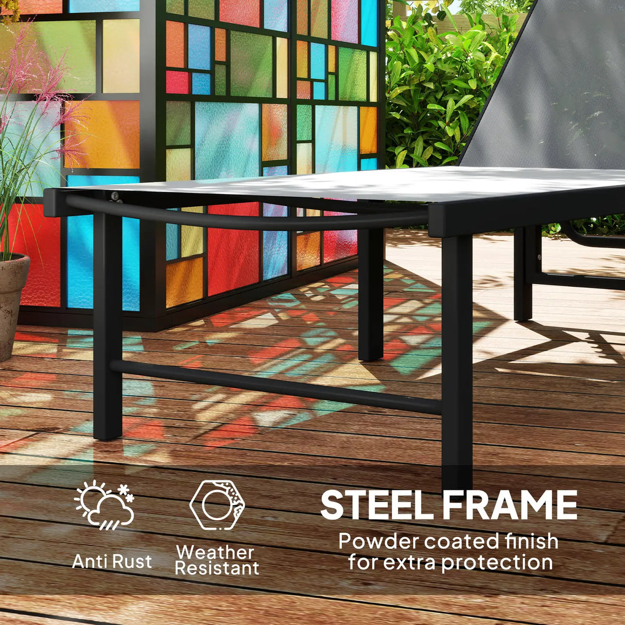 Outsunny Set of Two Reclining Sun Loungers - Grey