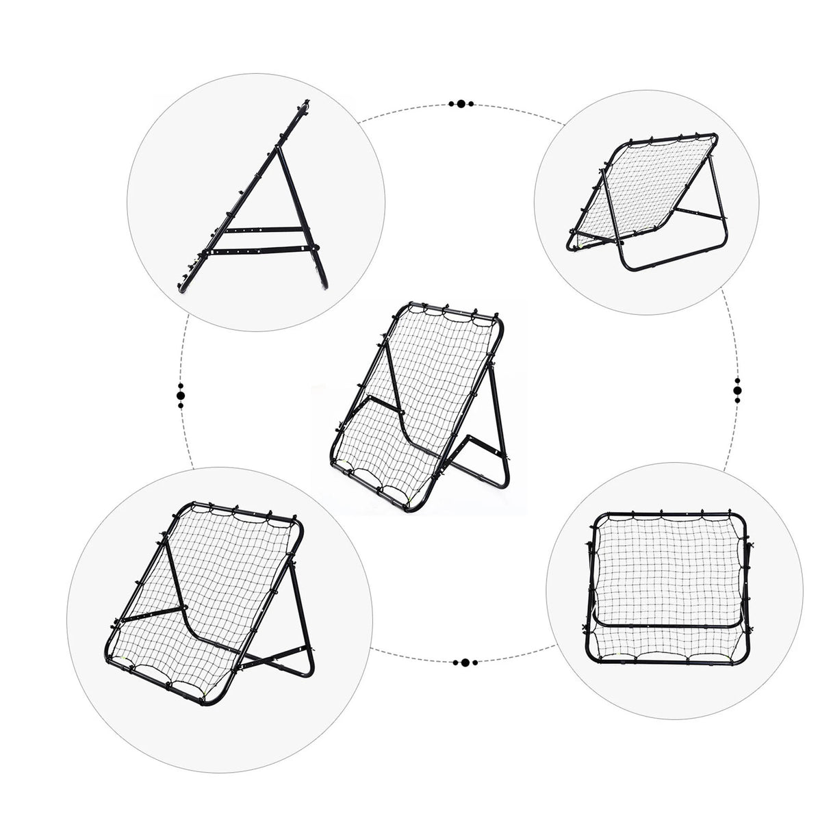 HOMCOM Adjustable Rebounder Net Kickback Target Goal for Teens Adults Training, Black