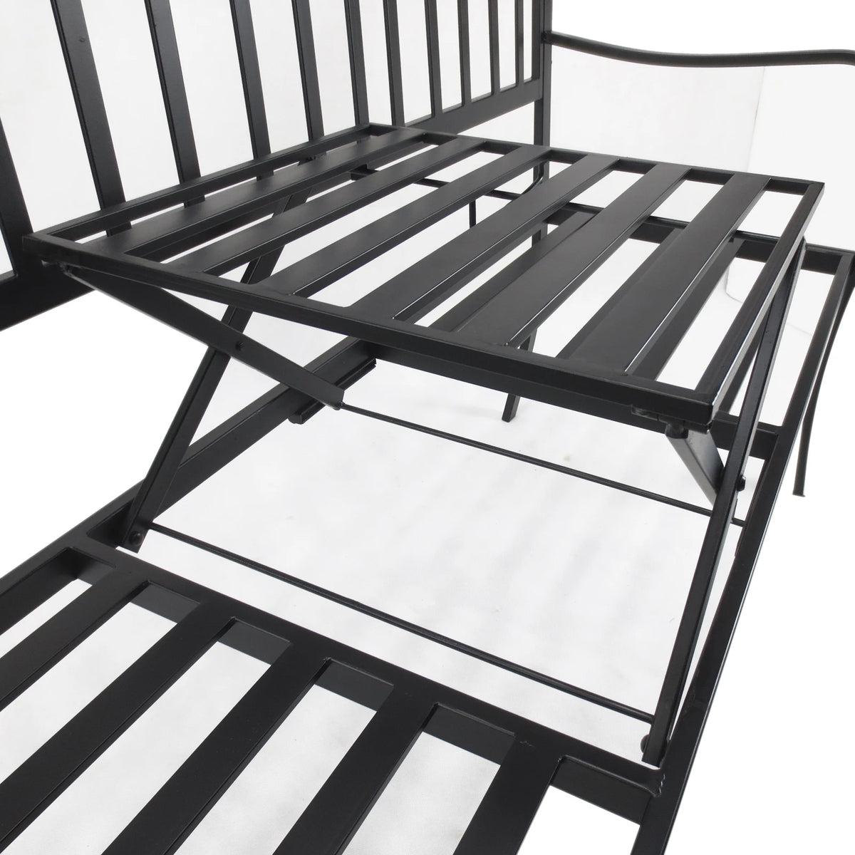 Outsunny Metal Bench W/Table, 150Lx53Wx95H cm