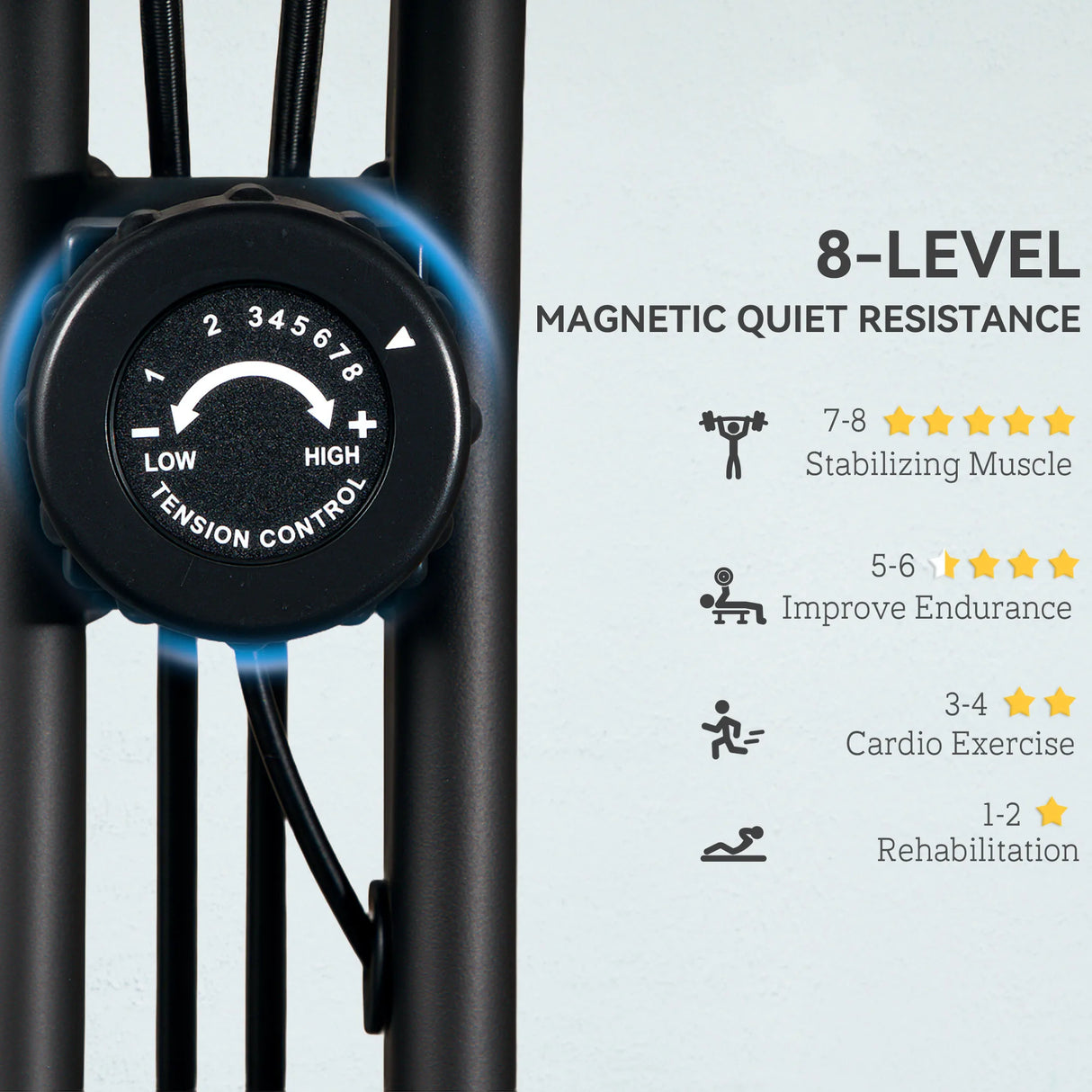 SPORTNOW Five-in-one Foldable Exercise Bike, Stationary Bike with Arm Workout Bands, LDC Monitor, Phone Holder, Black