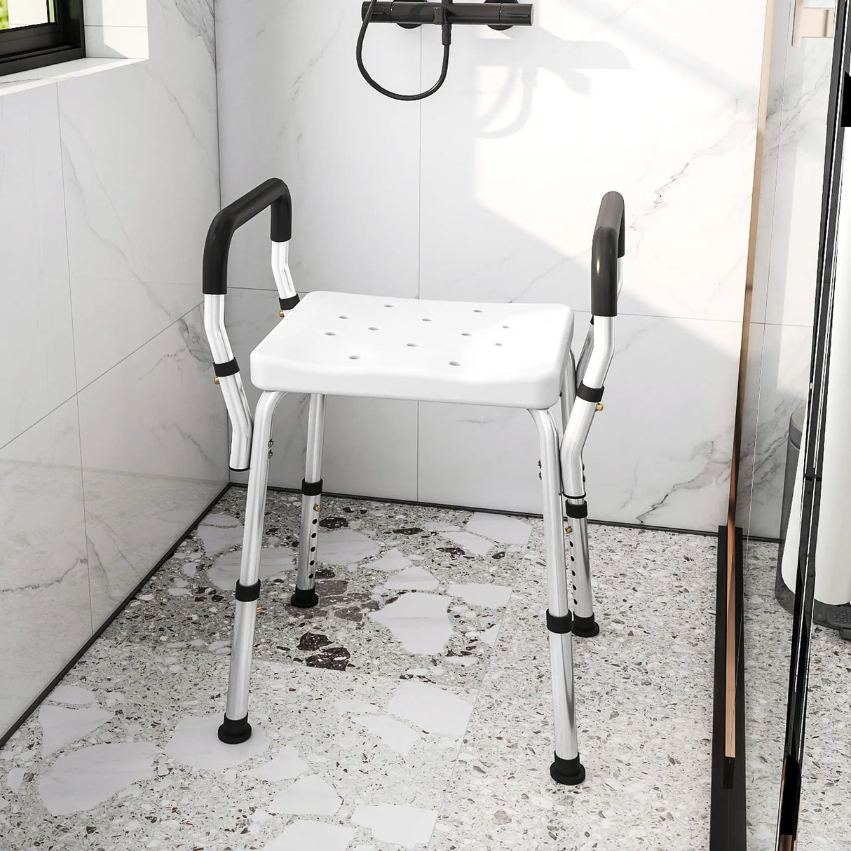 HOMCOM 57-69cm Aluminium Frame Bath Seat