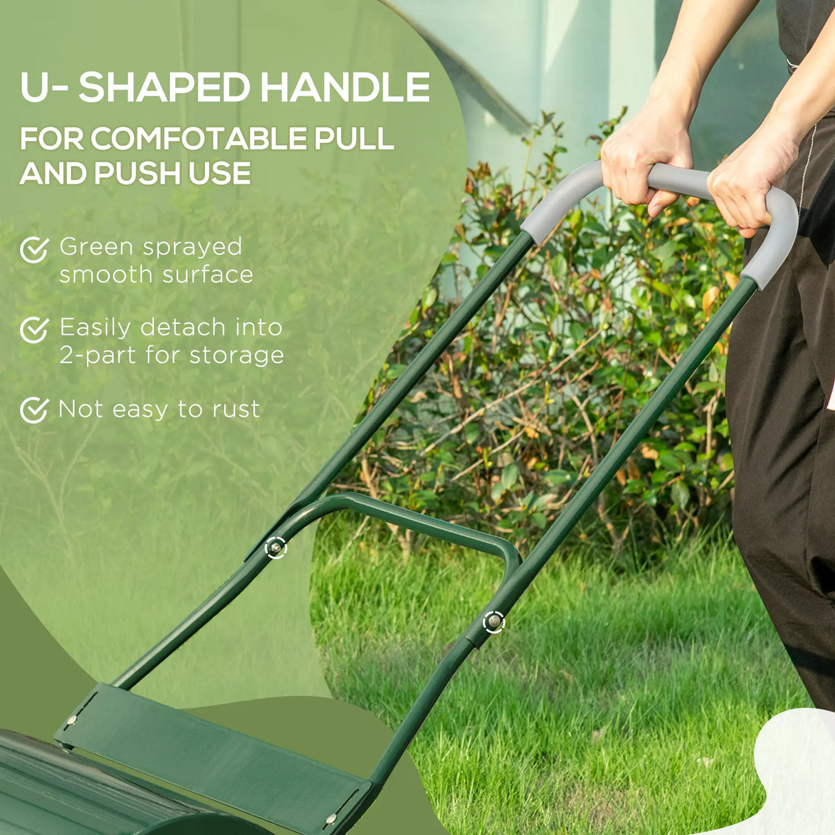 Outsunny 40L Garden Lawn Roller, Water Sand Filled Outdoor Grass Roller, 32cm Heavy Duty Metal Lawn Push Rolling Tool for Grass Seeding, Soil Levelling, Green