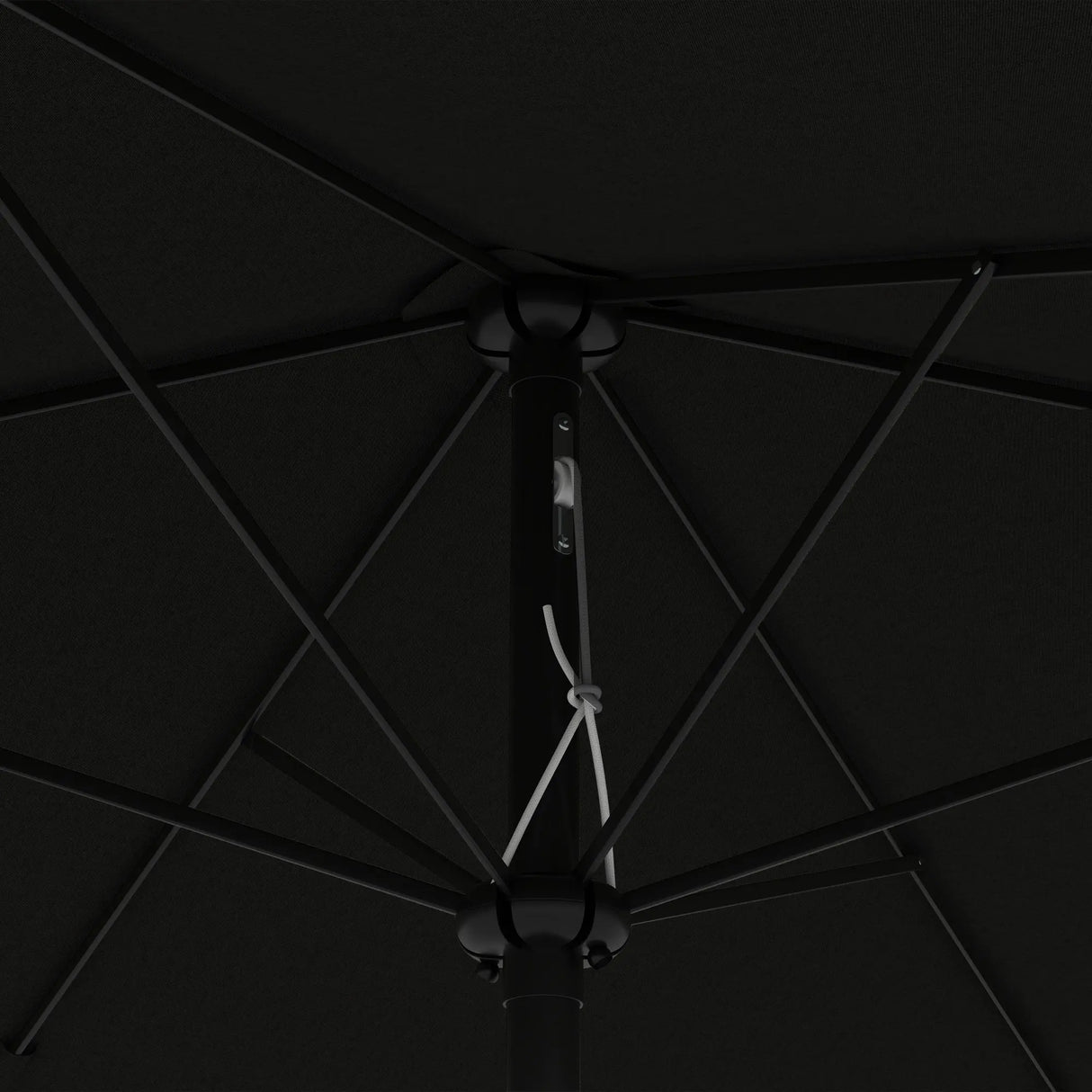 Outsunny 2 x 3(m) Garden Parasol Umbrella, Rectangular Outdoor Market Umbrella Sun Shade with Crank & Push Button Tilt, 6 Ribs, Aluminium Pole, Black