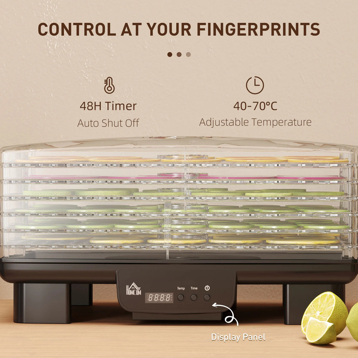 HOMCOM 40-70 Six-Tray Food Dehydrator - Black