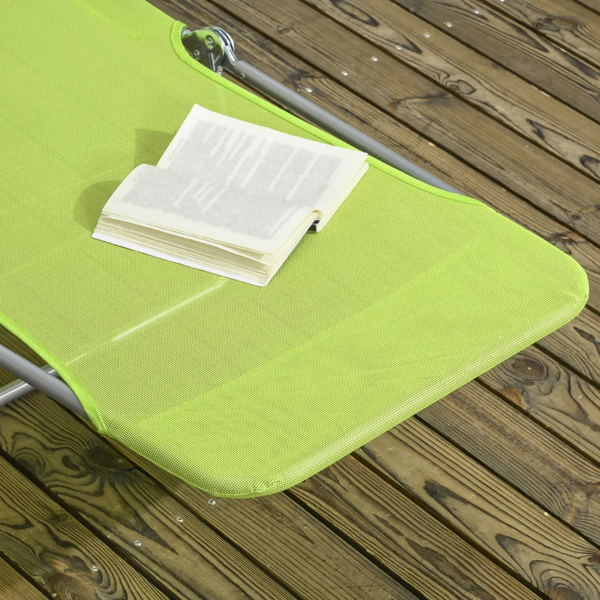 Outsunny Set of Two Steel Frame Sun Loungers, with Reclining Backs - Green