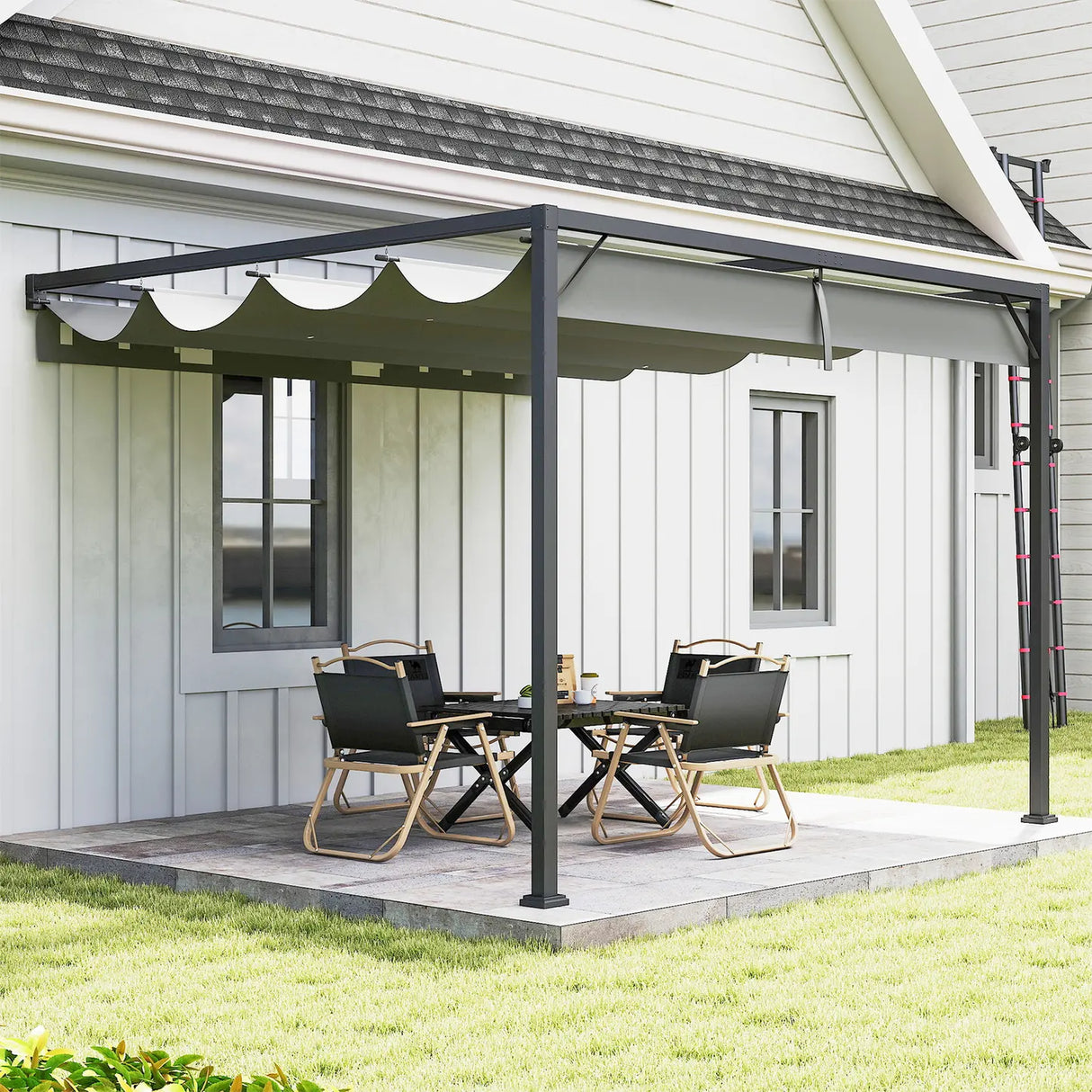 Outsunny 3 x 3 m Pergola, with Sliding Canopy - Grey