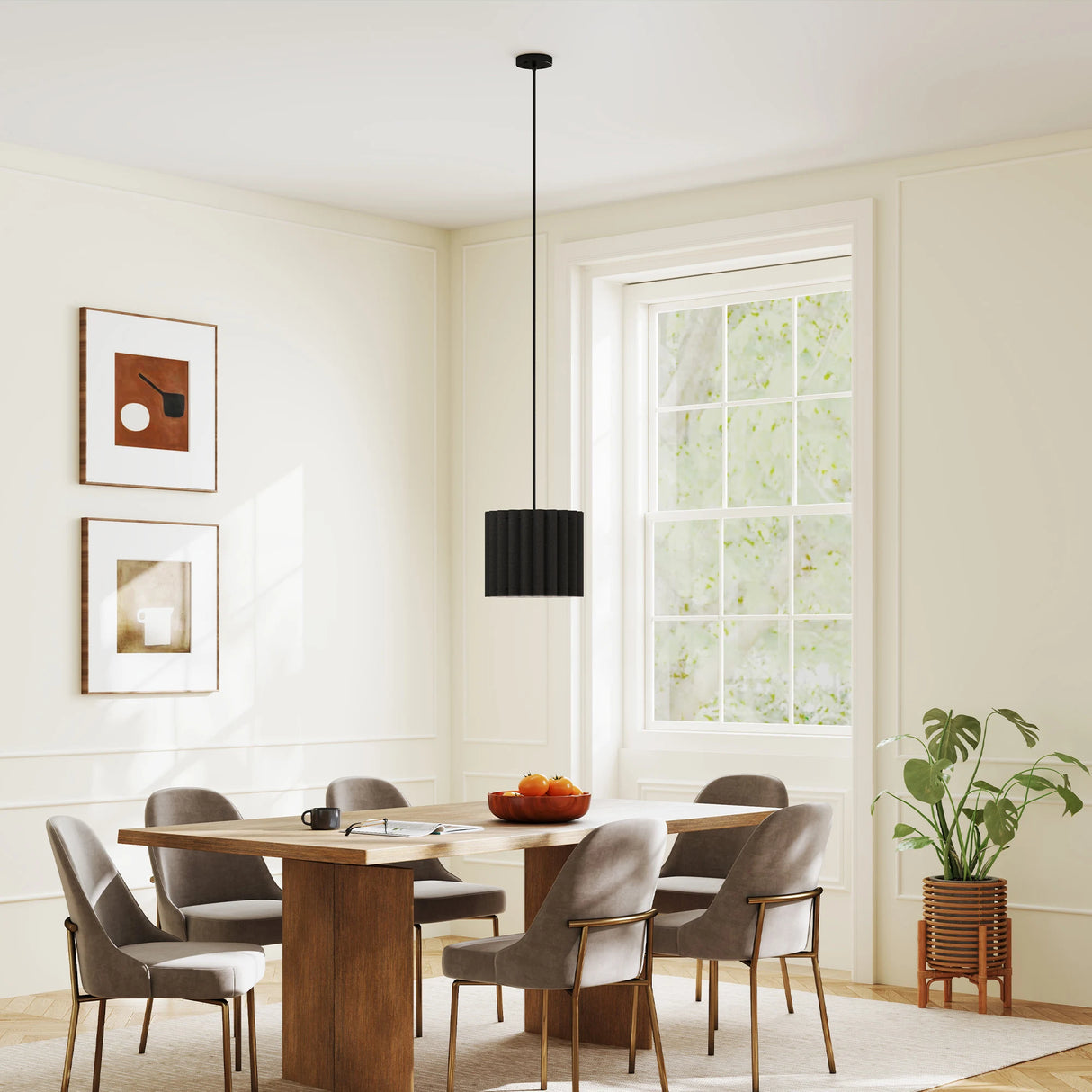 HOMCOM Linen Pendant Light, Bedside Ceiling Lamps with E27 Bulb, Modern Hanging Lights for Living Room, Bedroom, Kitchen, Hallway, Black