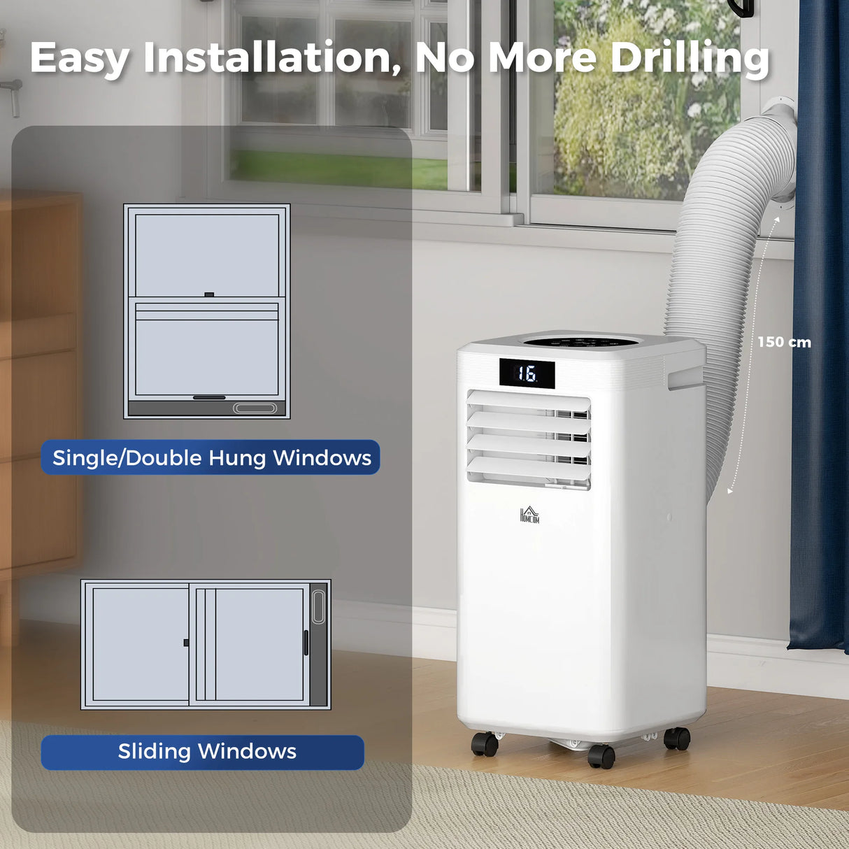 HOMCOM 10000 BTU Air Conditioning Unit, 3-in-1 Portable Air Conditioner, Dehumidifier, Cooling Fan with Remote Control, Digital Display, 2 Speeds, 24H Timer, Window Venting Kit, 22m2