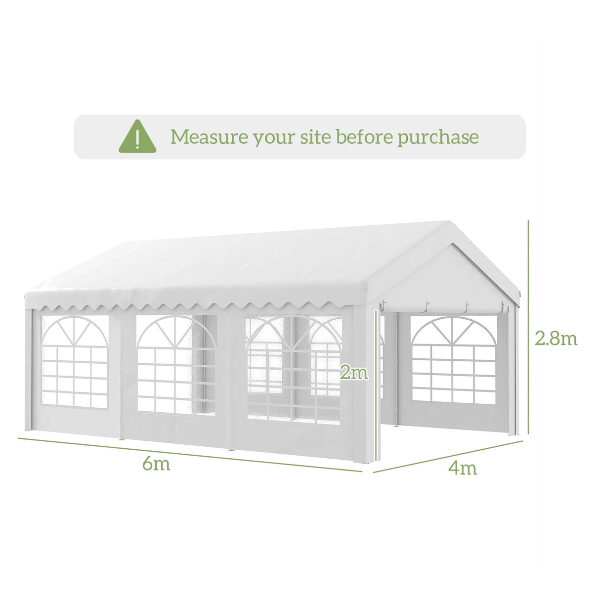 Outsunny 6m x 4m Heavy Duty Garden Gazebo for Parties, Wedding and Events, White