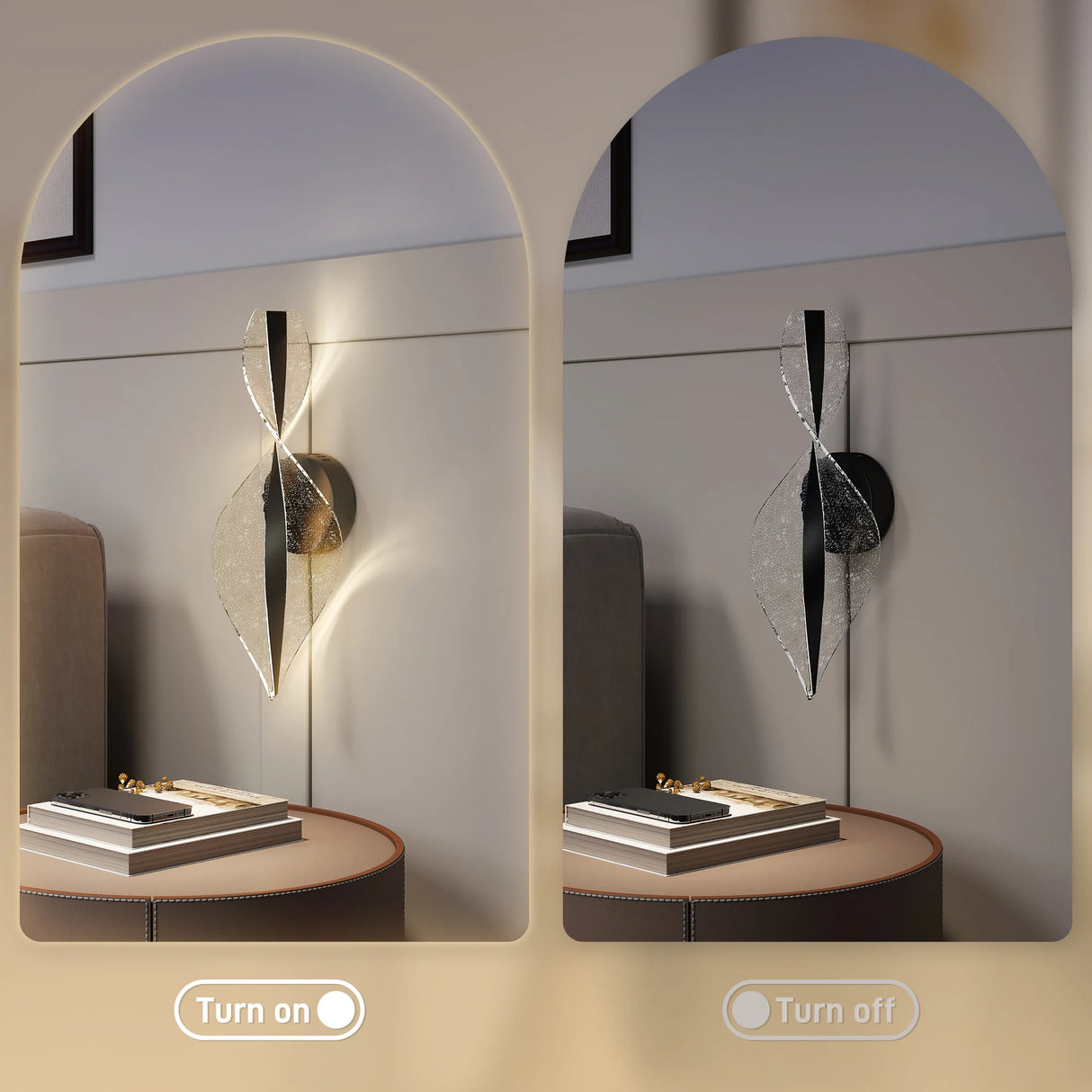 HOMCOM Led Wall Lamp 2 Pack, 13W Modern Indoor Spiral Wall Light, Colour Temperature Adjustable 3000K/4000K/6500K, for Bedroom, Living Room, Hallway, Stairs, Black