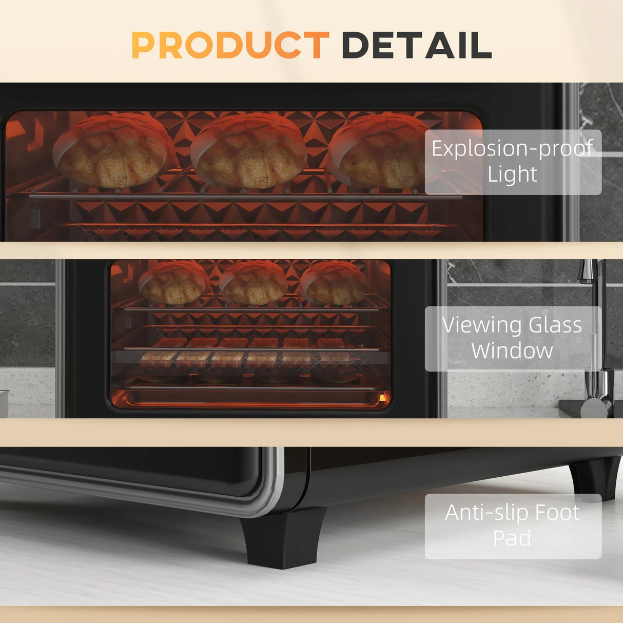 HOMCOM 20L 90-230 Mini Convection Oven, with Air Fry Function - Black