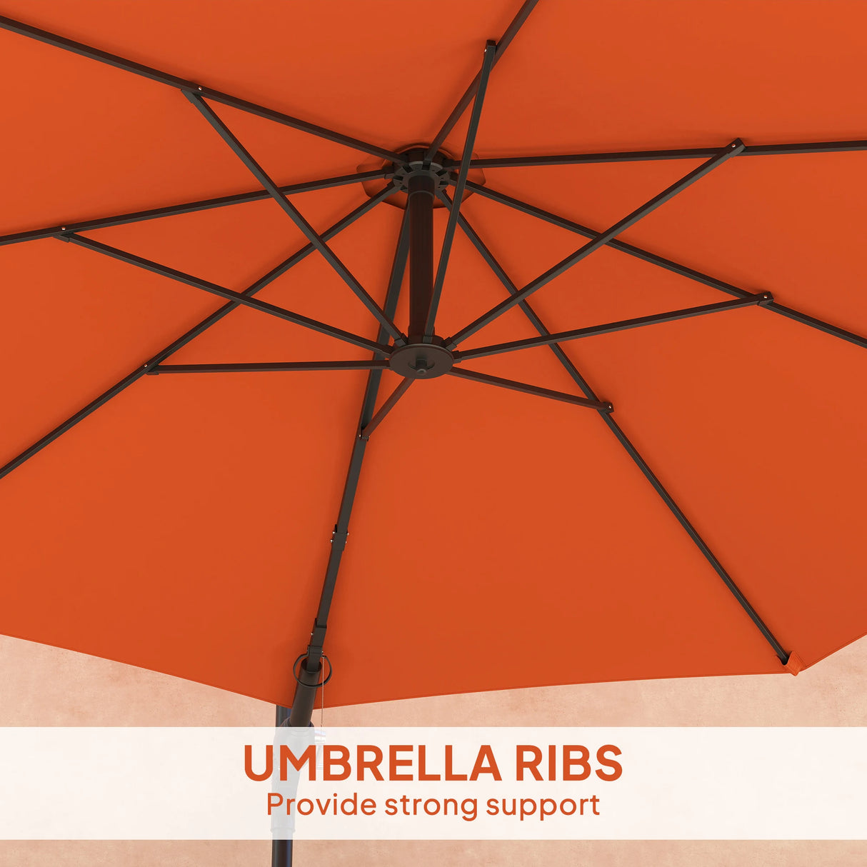 Outsunny 3(m) Wall-Mounted Parasol Shade, with Handle - Orange