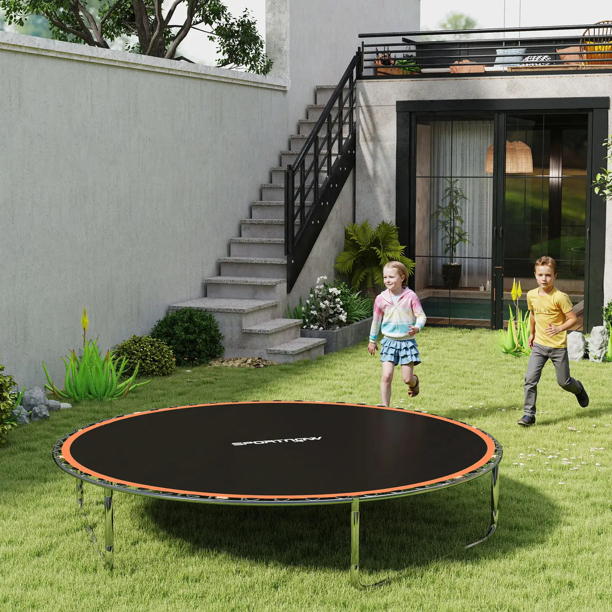 SPORTNOW Trampoline Replacement Mat with Spring Pull Tool, 54 V-Hooks, for 10ft Trampoline using 14cm Springs, Orange