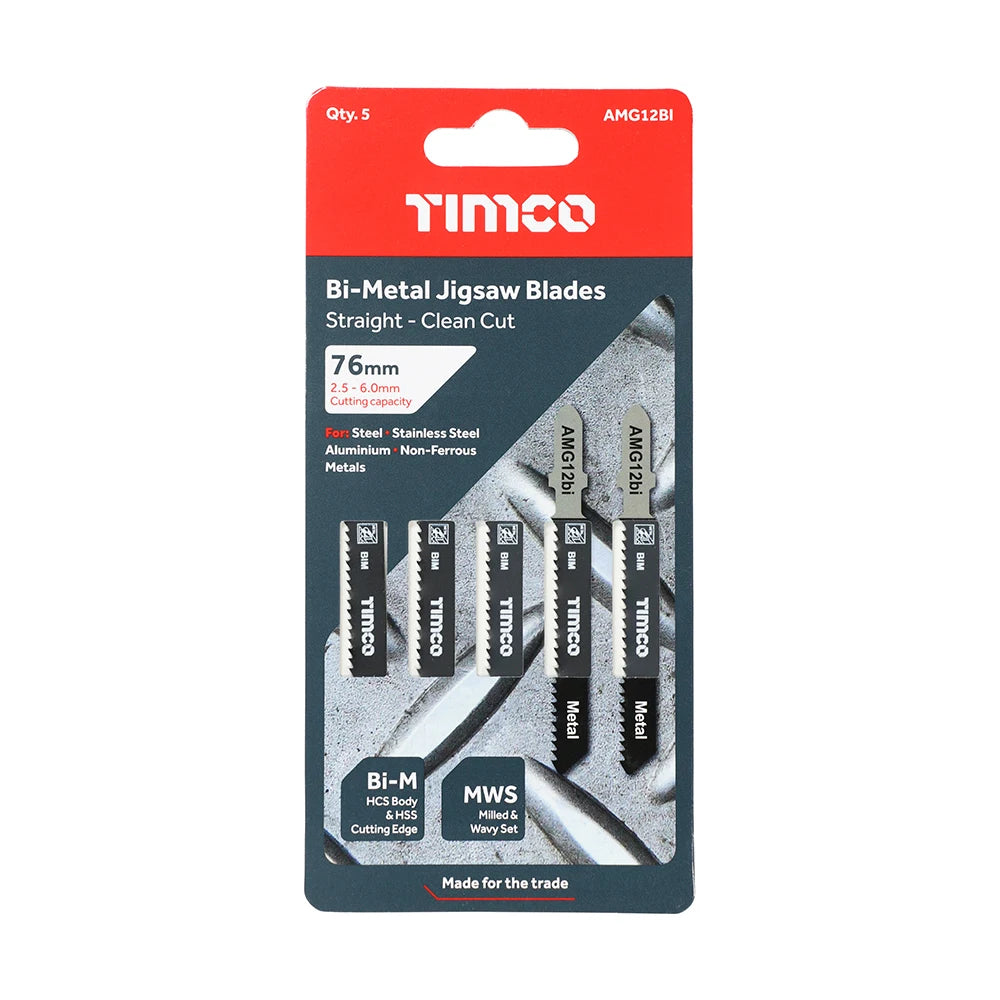 5 x TIMCO Jigsaw Blades Metal Cutting Bi-Metal Blades - T118BF