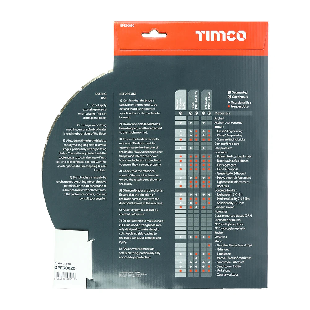 TIMCO General Purpose Diamond Blade Segmented - 300 x 20.0
