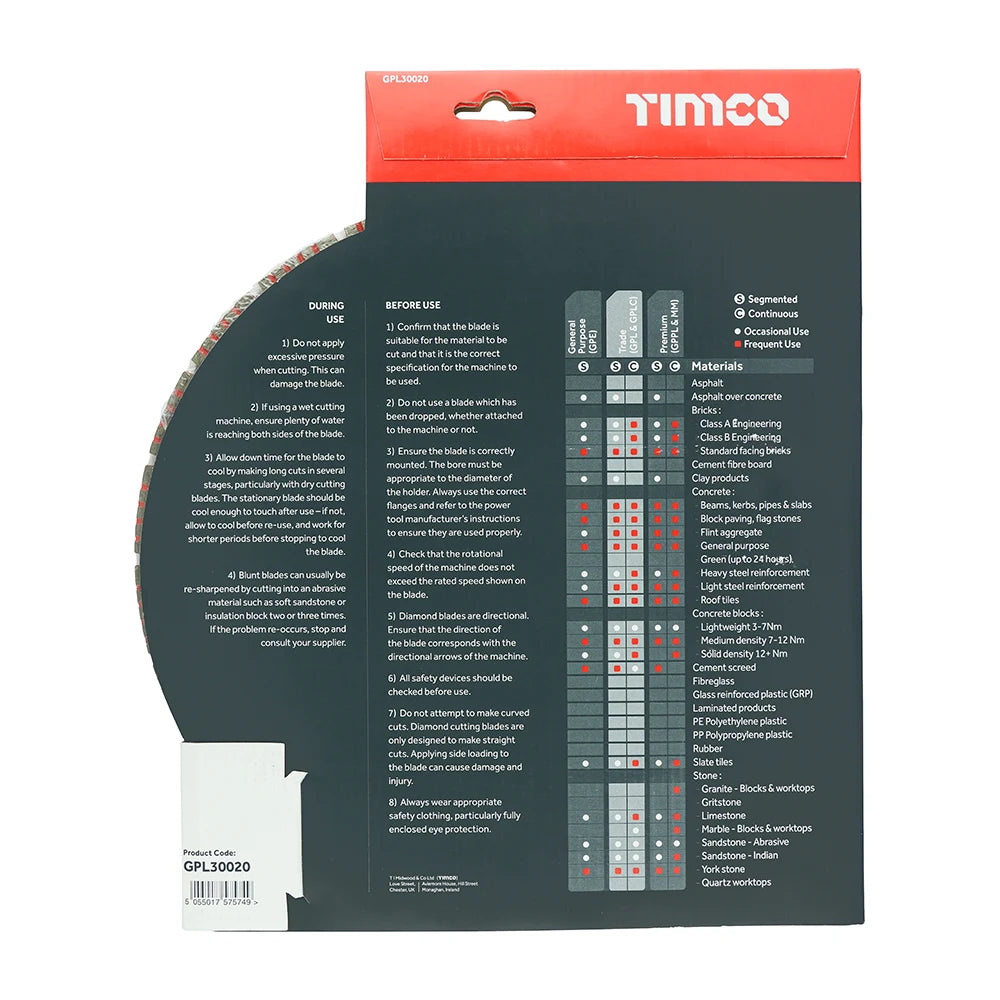 TIMCO Trade Diamond Blade Segmented - 300 x 20.0