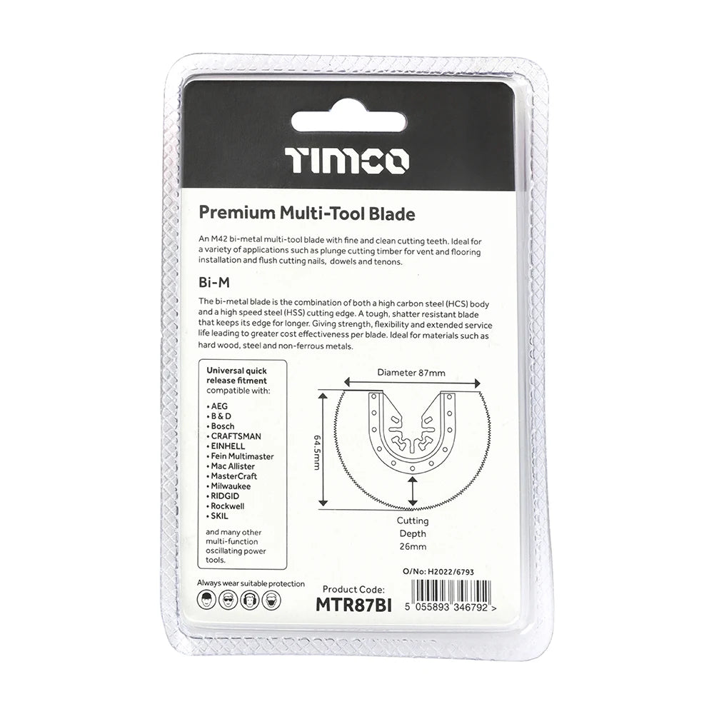 TIMCO Multi-Tool Radial Blade For Wood / Metal Bi-Metal - Dia. 87mm