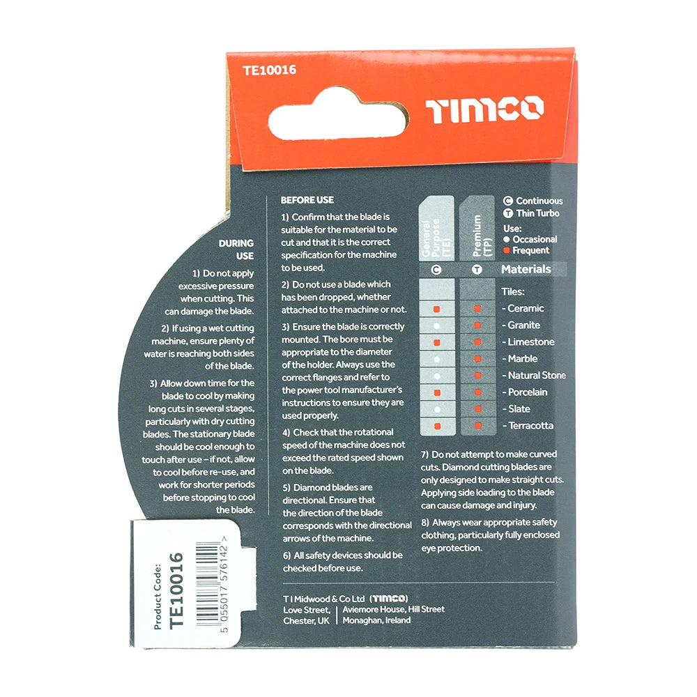 TIMCO General Purpose Tile & Ceramic Blade - 100 x 16.0