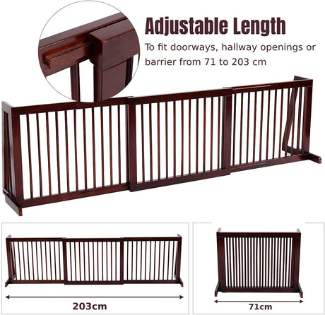 Folding Adjustable Free Standing 3 Panel Wood Fence