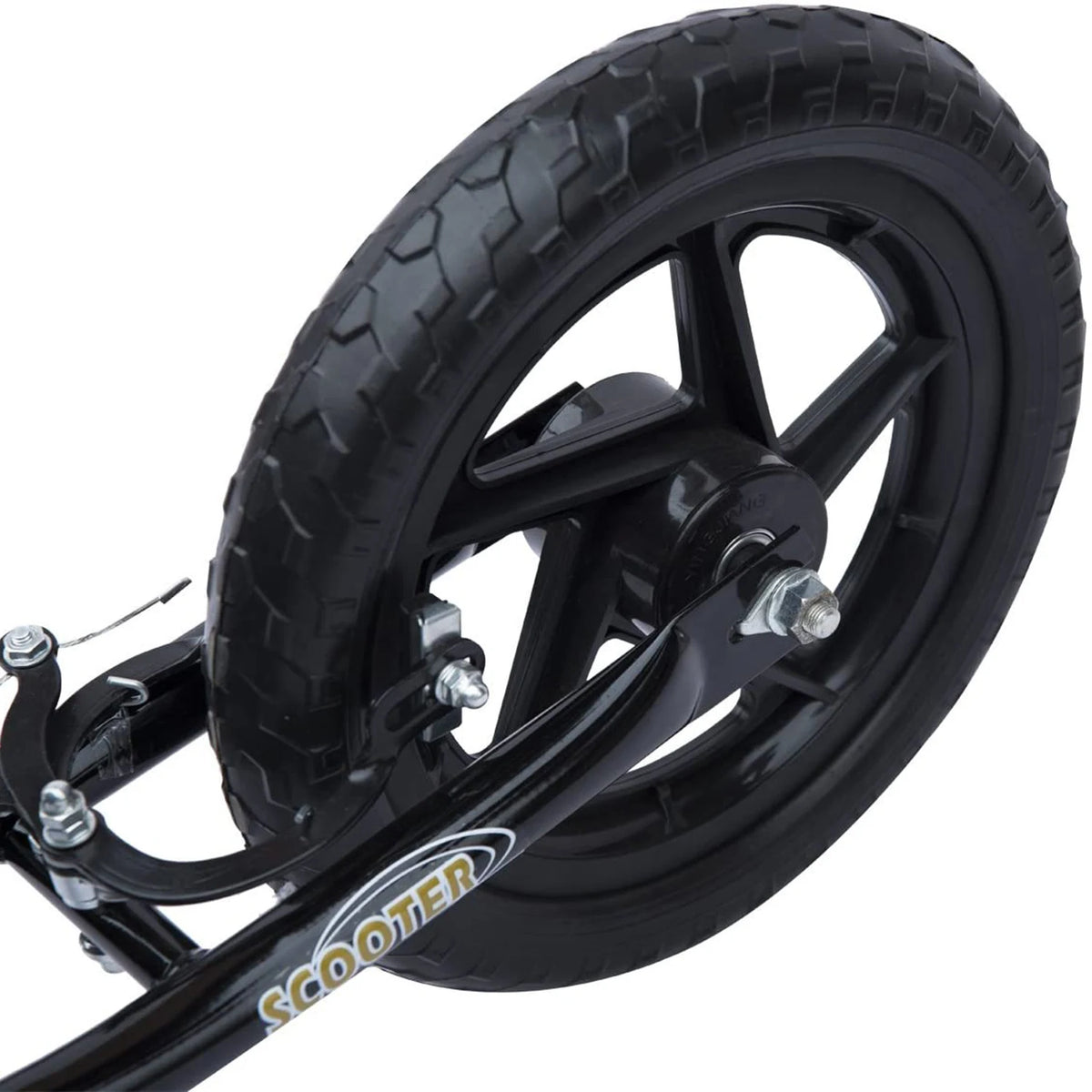 HOMCOM Kids Scooter Kick Scooter, with 12" EVA Tyres, Rear Brake, Big Wheels Scooter for 5-12 Years , Black