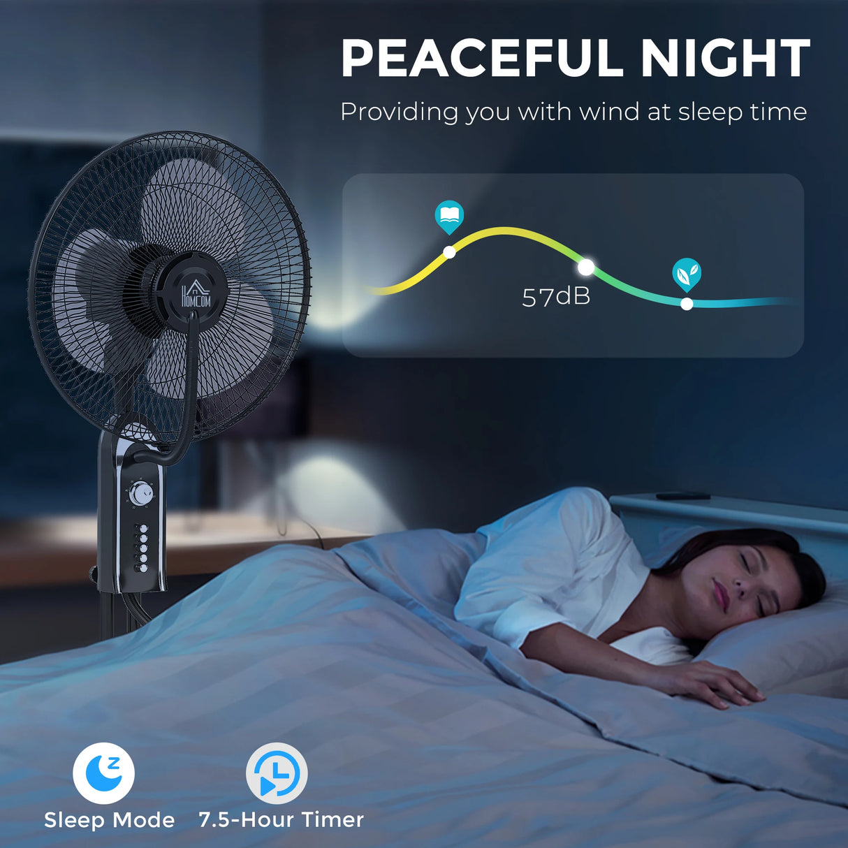 HOMCOM Pedestal Fan with Water Mist Spray, Spray Misting Fan with 70 Oscillation, Tilt Head, 3 Speeds, 3 Modes, Adjustable Mist, 3.2L Water Tank, for Home, 120 cm