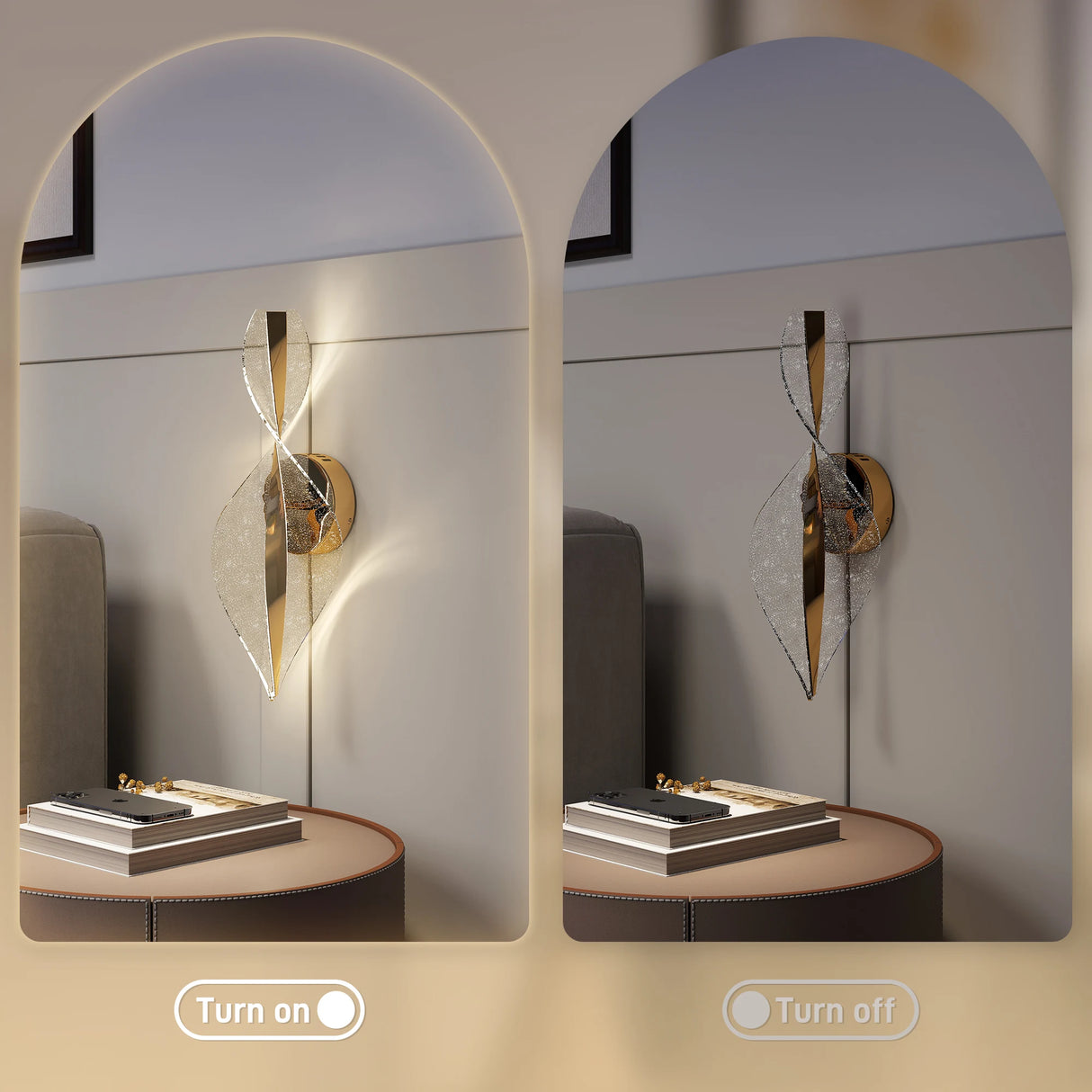 HOMCOM Led Wall Lamp 2 Pack, 13W Modern Indoor Spiral Wall Light, Colour Temperature Adjustable 3000K/4000K/6500K, for Bedroom, Living Room, Hallway, Stairs, Gold Tone