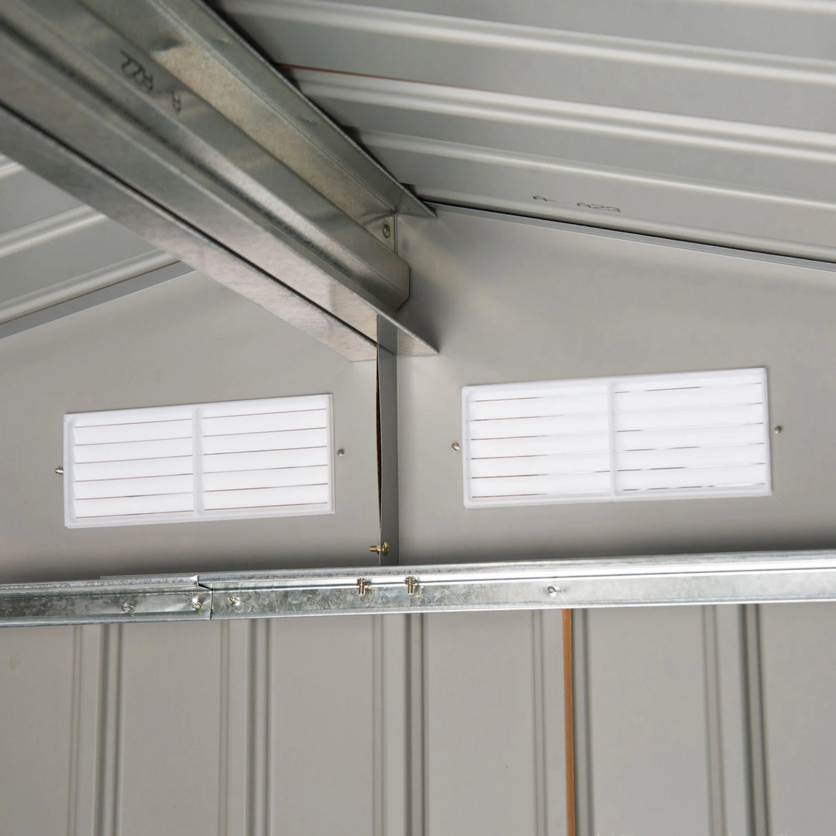 Outsunny 7 x 4ft Lockable Metal Garden Tool Storage Shed, Outdoor Storage Shed with Foundation and vents, Light Brown