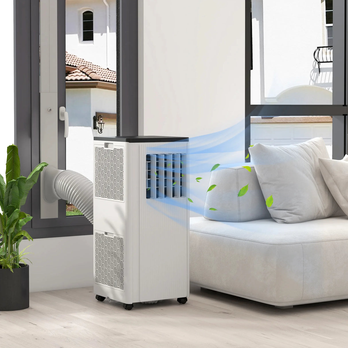 HOMCOM 9,000 BTU App-Controlled Mobile Air Conditioner, 20m2 Radius - White