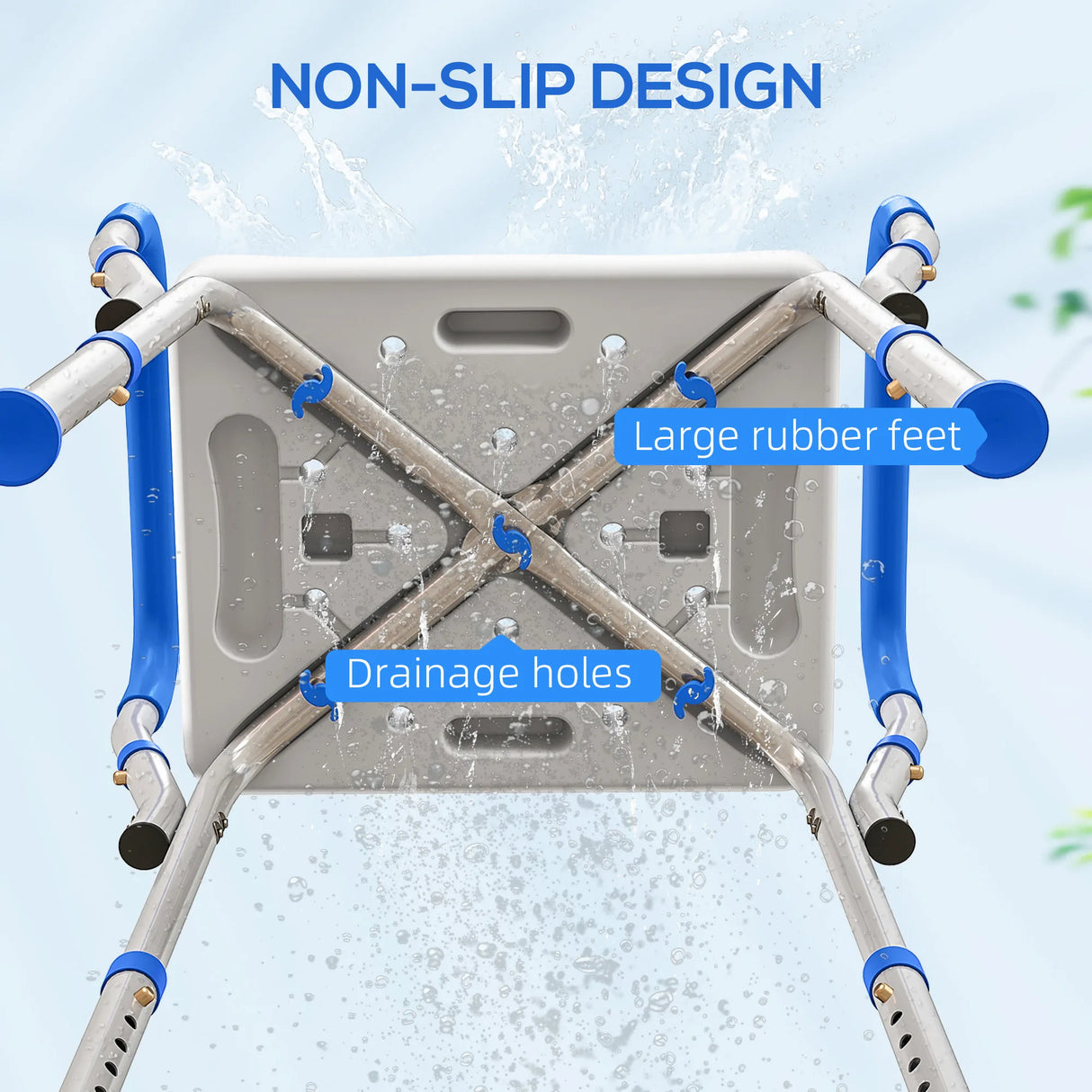 HOMCOM 57-69cm Aluminium Frame Bath Seat
