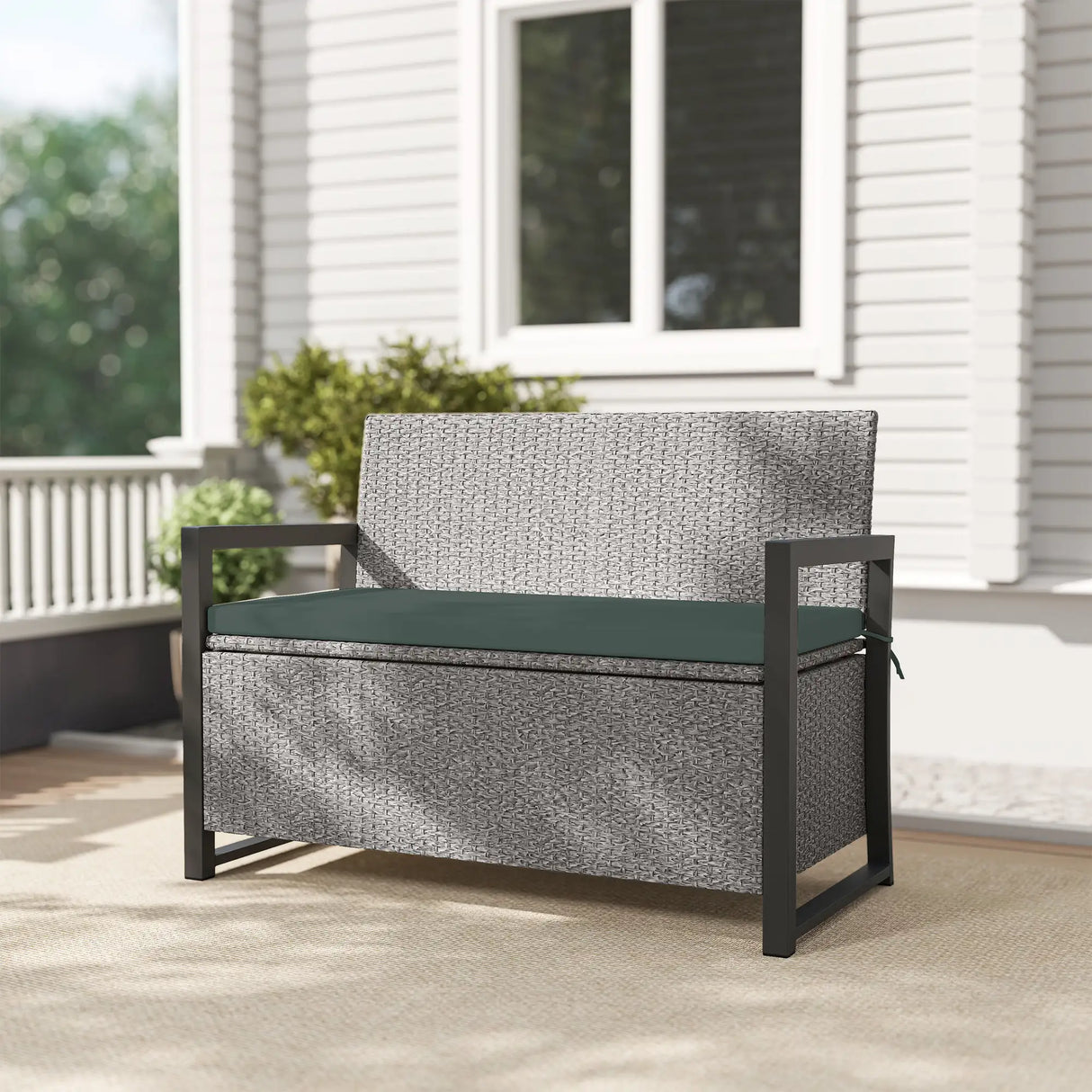 Outsunny 151.5L Storage Garden Bench, with Cushion - Grey