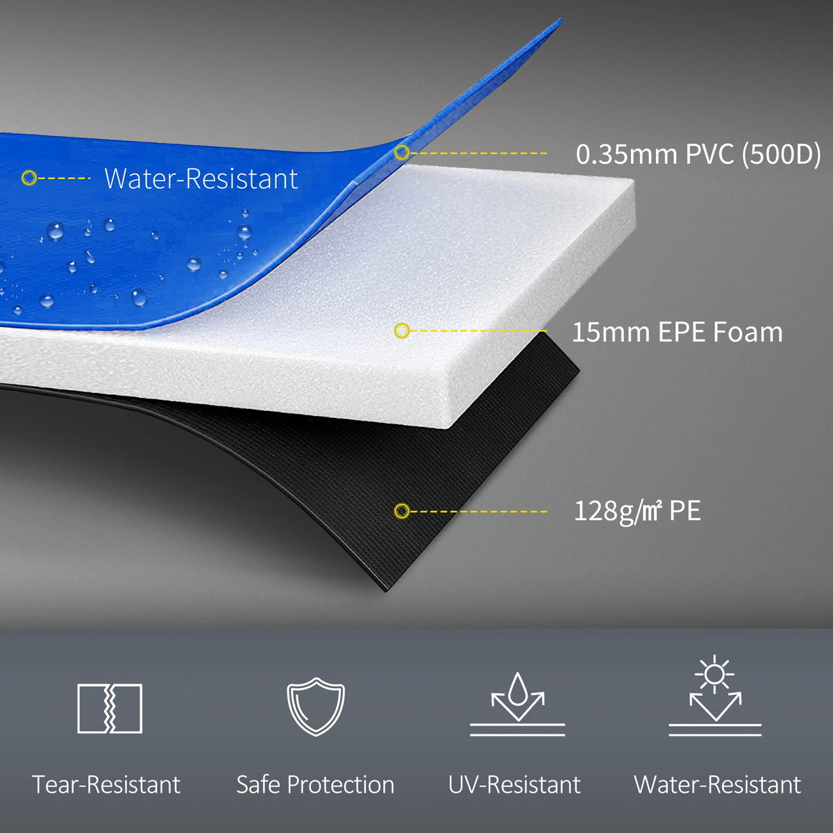 HOMCOM 12FT Replacement Trampoline Pad Thick Foam Safety 366cm Spring Cover Bounce Padding - Multi Coloured