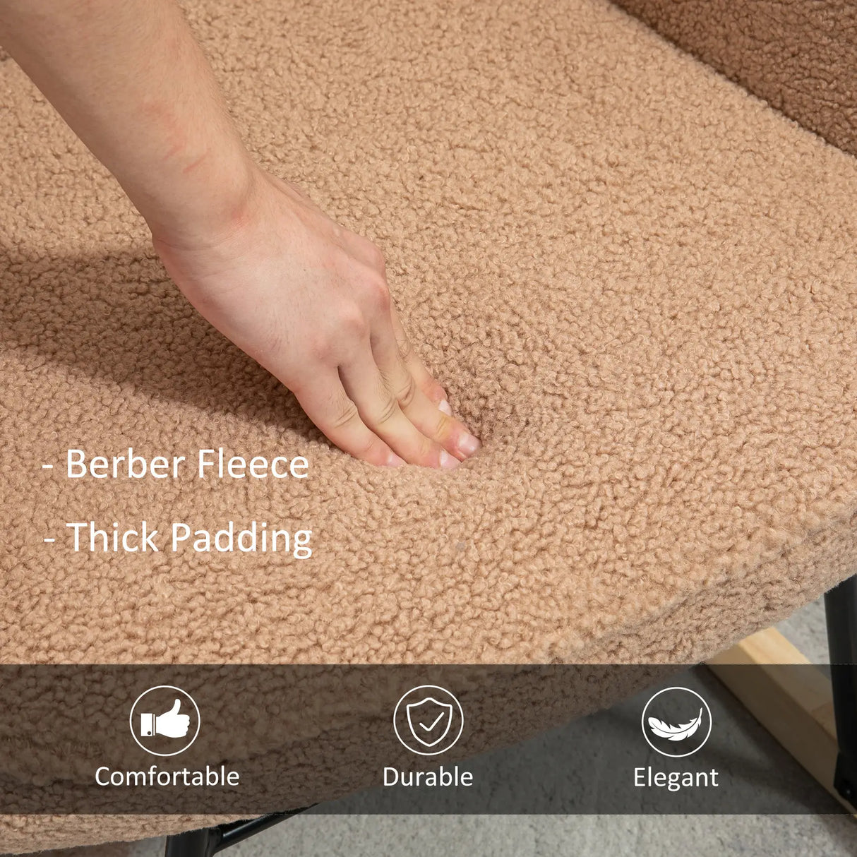 HOMCOM Soft Fleecey Rocking Wingback Chair - Light Brown