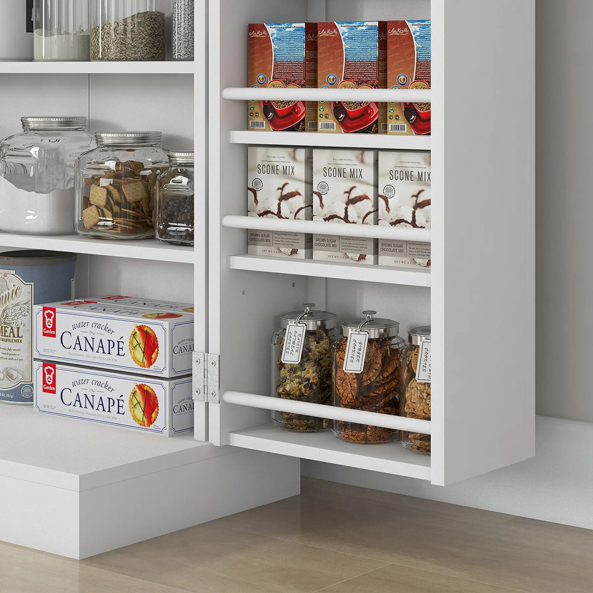HOMCOM Freestanding Multi-Storage Kitchen Cupboard with Adjustable Shelves White