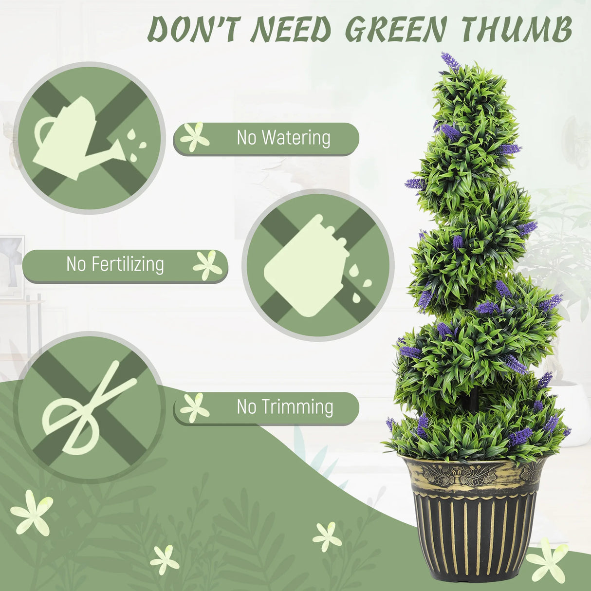 HOMCOM Set of Two 90cm Artificial Lavender Trees