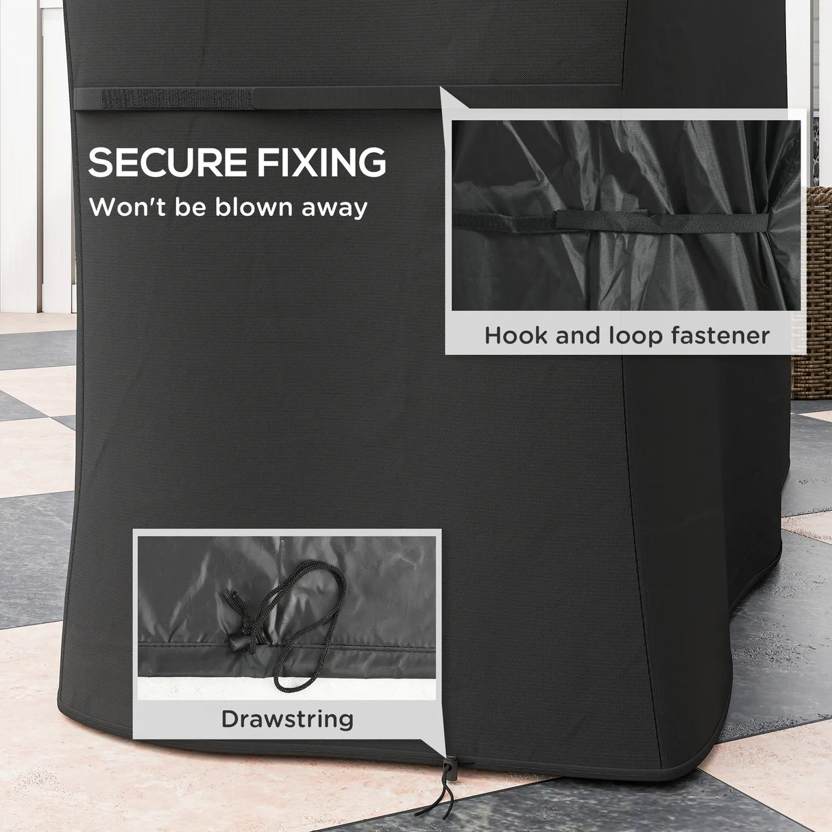 Outsunny 147 x 61cm Plastic Coated Protective Grill Cover - Black