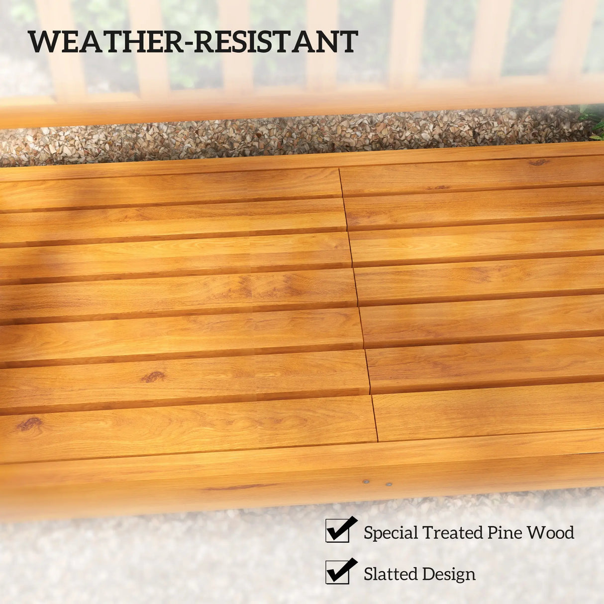 Outsunny Wooden Bench with Liftable Middle Table, Outdoor Bench, Patio Loveseat for Porch, Garden, Seats 2-3 People