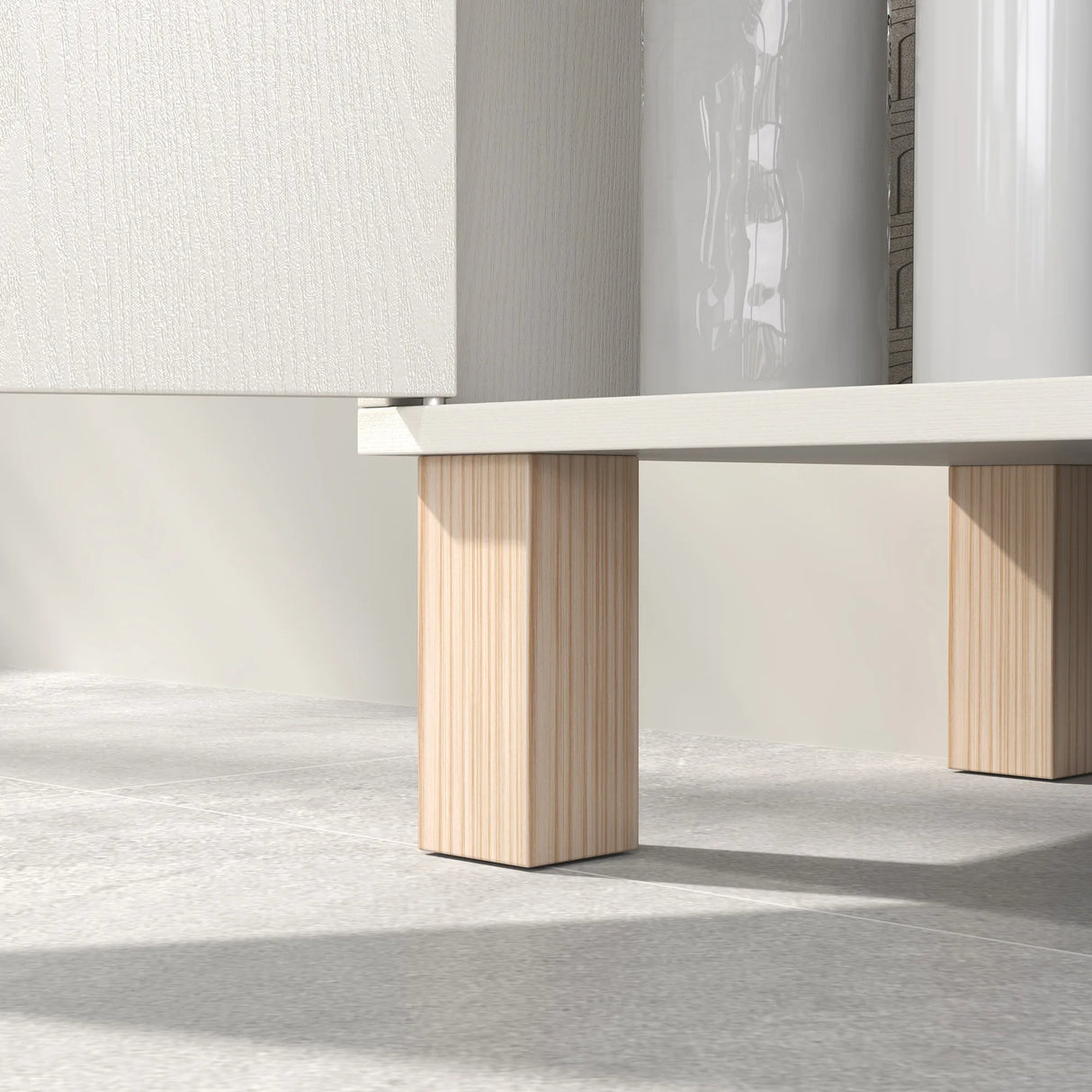 HOMCOM Under Sink Cabinet for Basin without Pedestal - Cream White