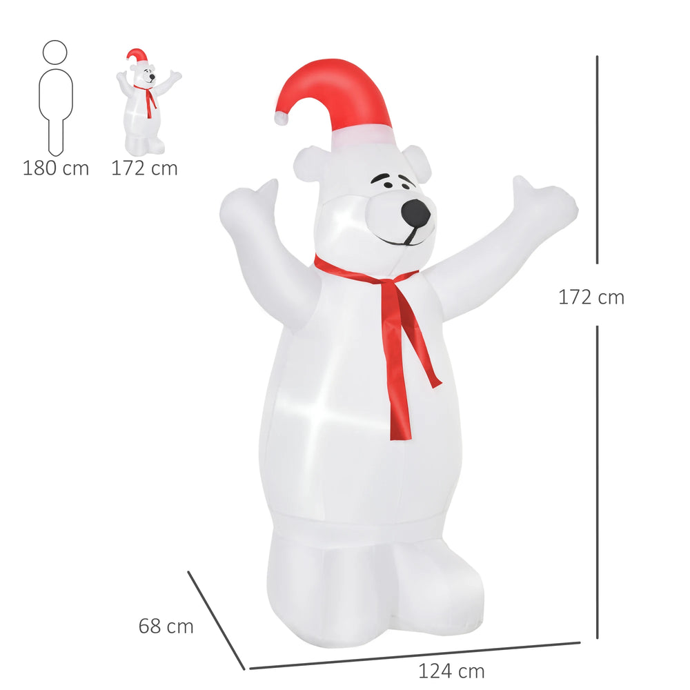 HOMCOM 6ft Tall Outdoor Inflatable Bear Airblown Projection Holiday Christmas Lawn Dcor