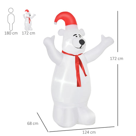 HOMCOM 6ft Tall Outdoor Inflatable Bear Airblown Projection Holiday Christmas Lawn Dcor