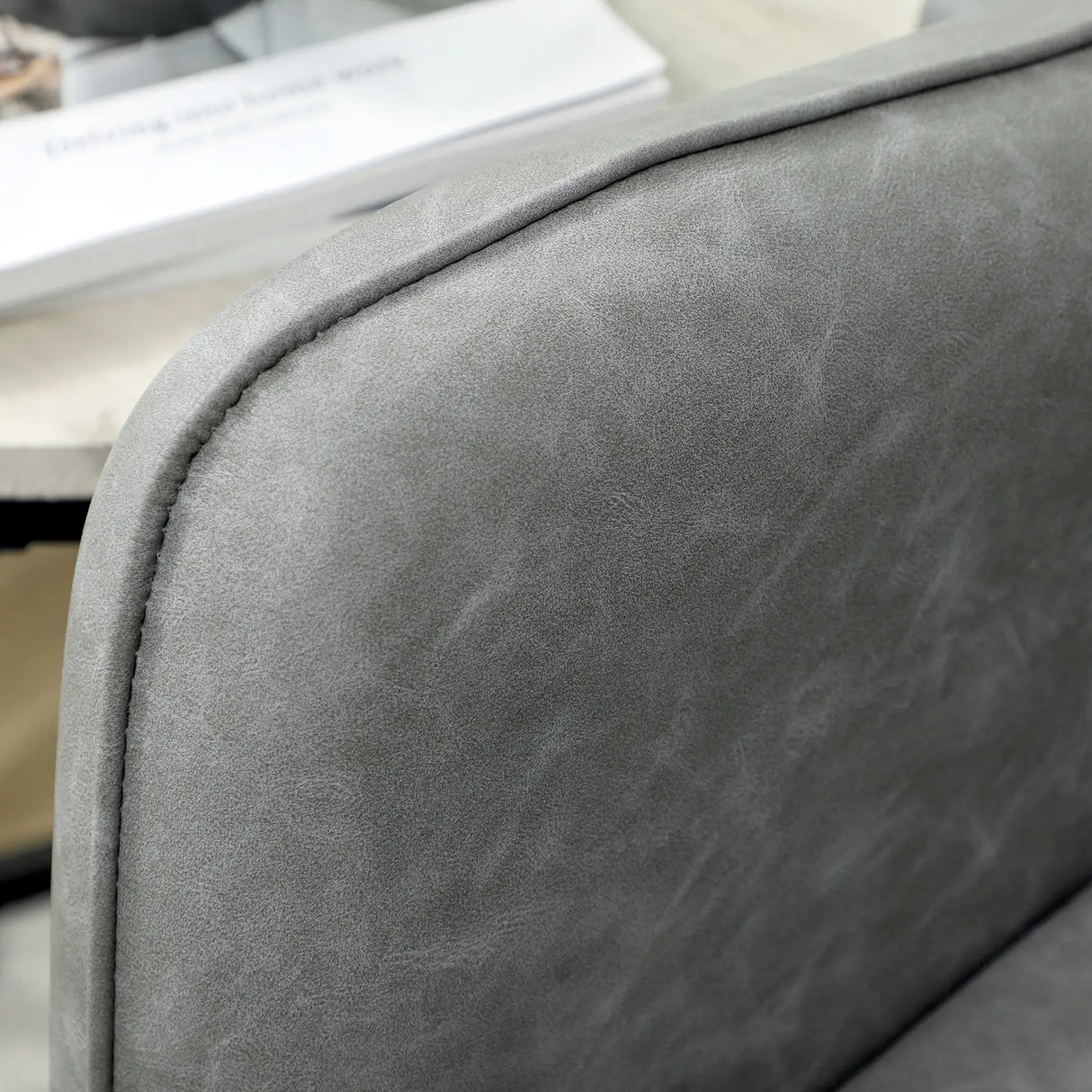 HOMCOM Faux Leather Marble-Effect Two-Seater Sofa - Grey