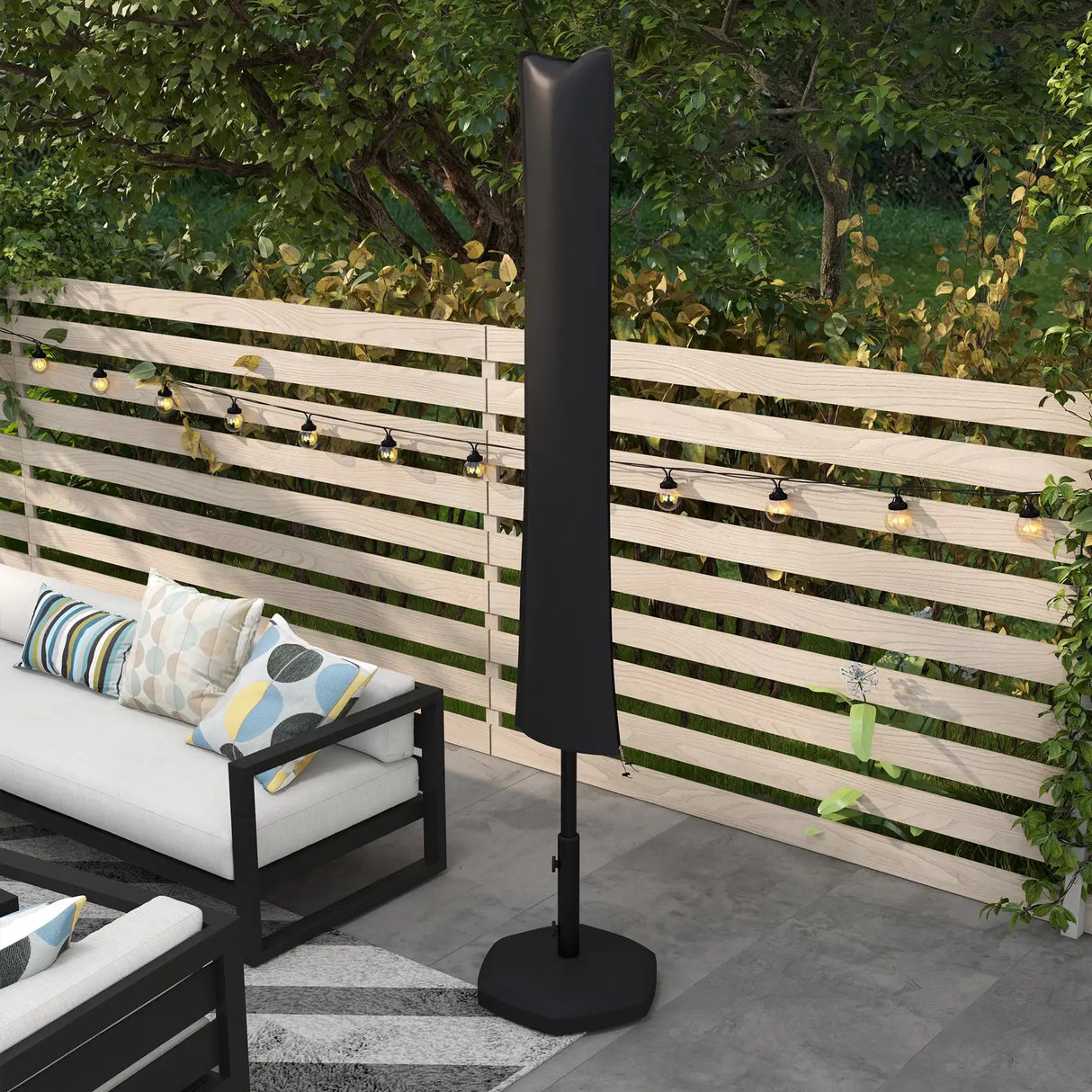 Outsunny Parasol Cover, Cantilever Umbrella Cover for 2-3.5 m Parasols, 420D Oxford Fabric Banana Umbrella Protector with Zipper for Outdoor Garden, Patio, Black