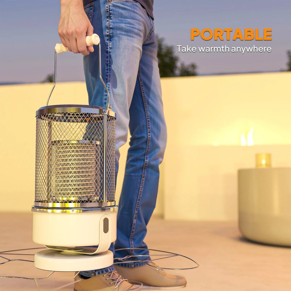 Outsunny 2000W Patio Electric Heater with 10-20m2 Coverage, Separation Coil, Freestanding Outdoor Infrared Heater with Tip-Over Protection, Overheat Protection, Handle for Indoor and Outdoor Use, White