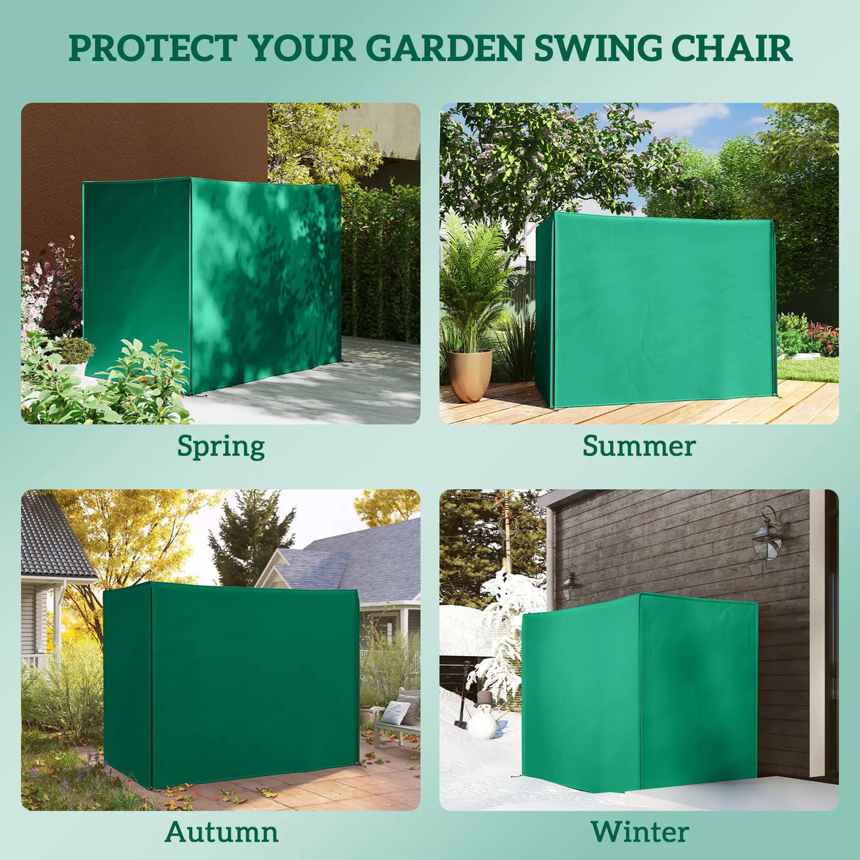 Outsunny 220 x 125cm Three-Seater Swing Chair Protective Cover - Green