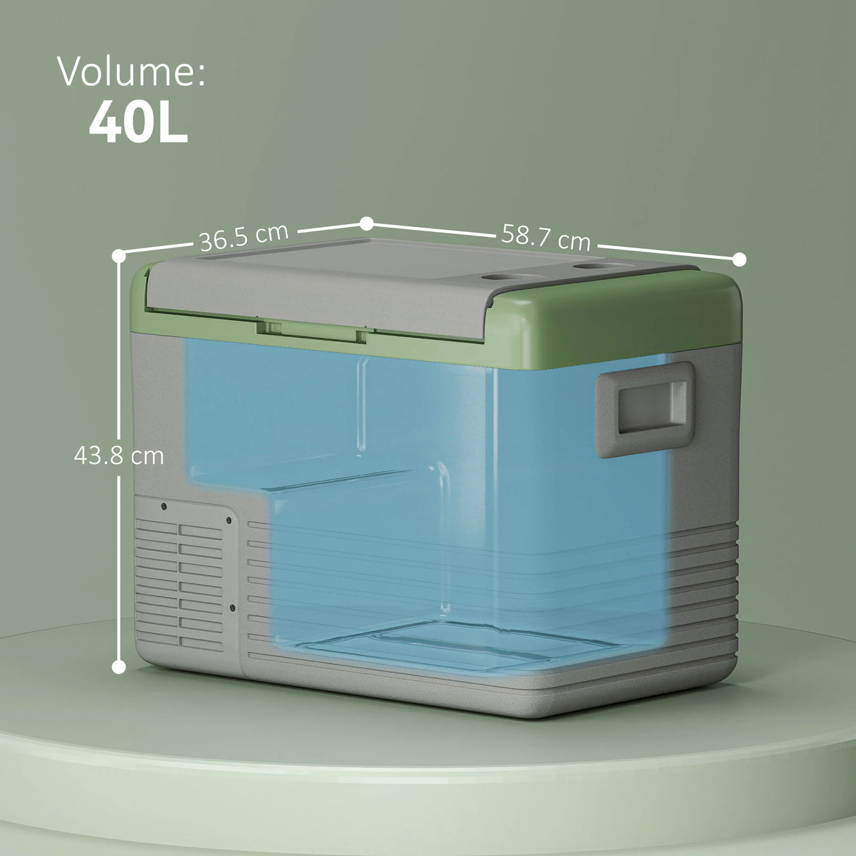 Outsunny 40L Portable Car Refrigerator - Light Green and Grey