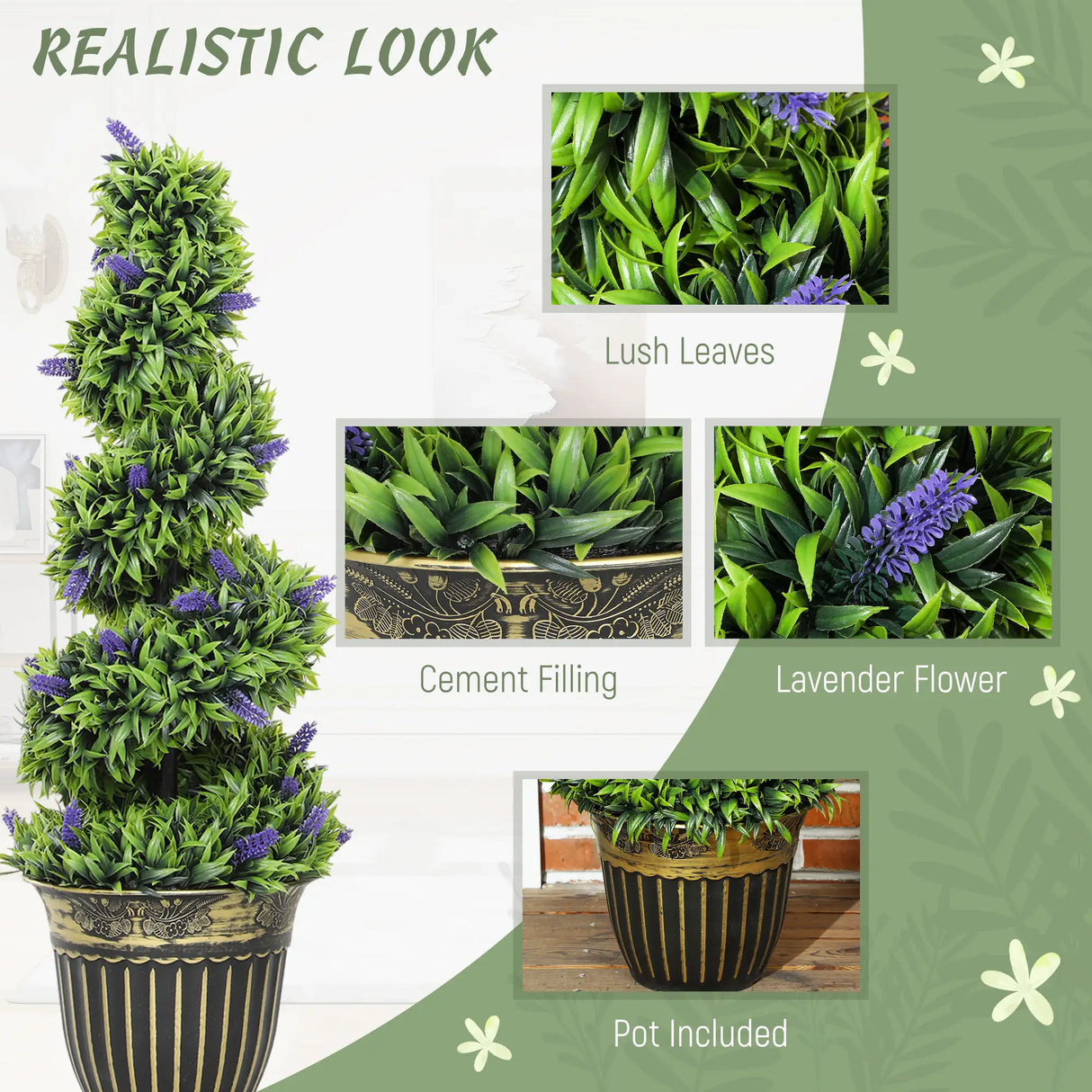 HOMCOM Set of Two 90cm Artificial Lavender Trees
