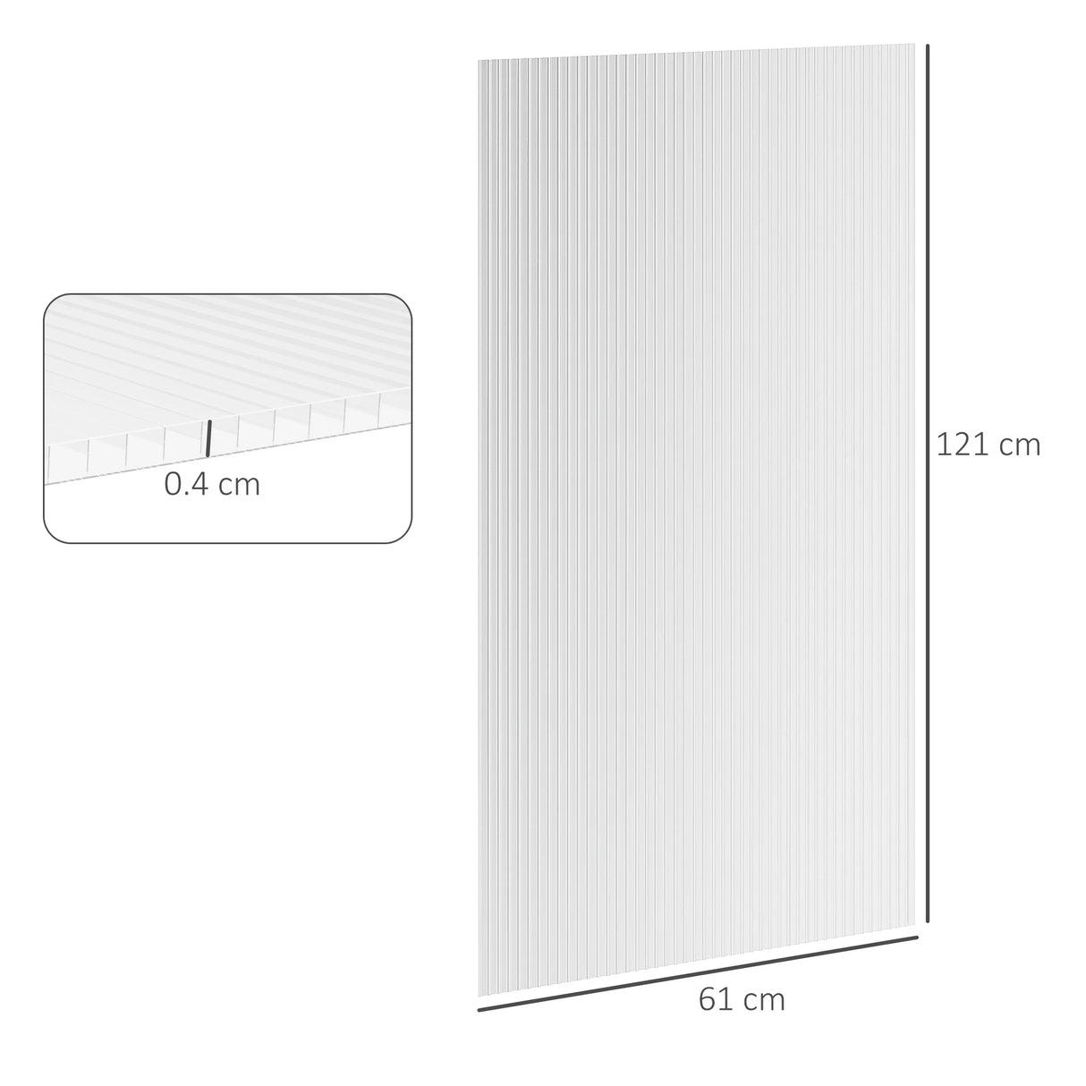 Outsunny 14 Pieces Polycarbonate Sheets, 121 x 61 x 0.4cm Twin-Wall Plastic Roofing Sheets, 10m2 Replacement Greenhouse Panels, Waterproof and UV Protection, Clear